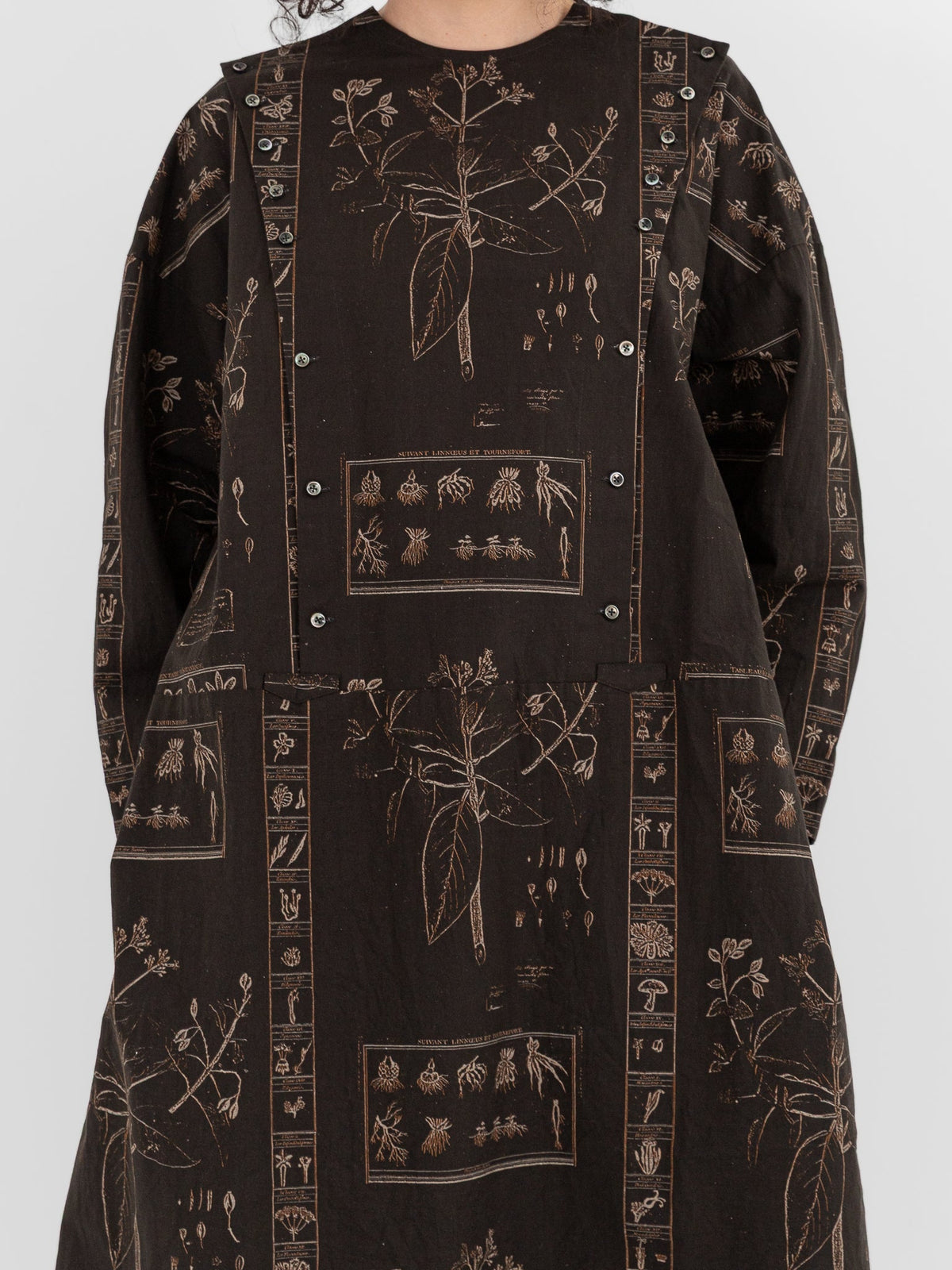 GASA Open Yoke Dress in Dark Brown x Beige - GASA at Worthwhile - shop DRESS