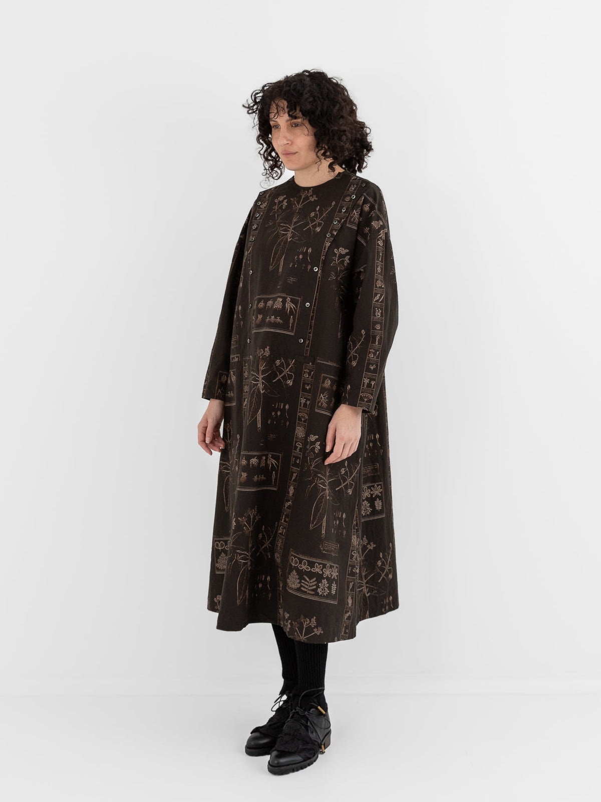 GASA Open Yoke Dress in Dark Brown x Beige - GASA at Worthwhile - shop DRESS