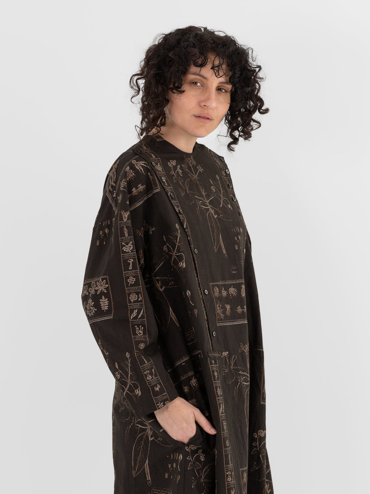 GASA Open Yoke Dress in Dark Brown x Beige - GASA at Worthwhile - shop DRESS