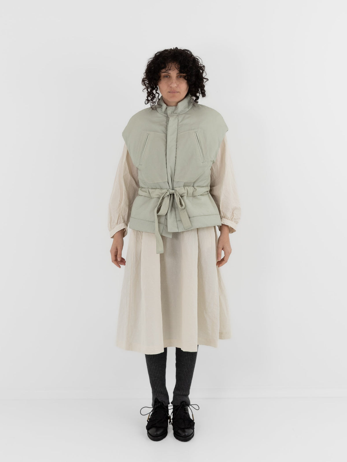 GASA Quilted Vest in Pale Green - GASA at Worthwhile - shop VEST