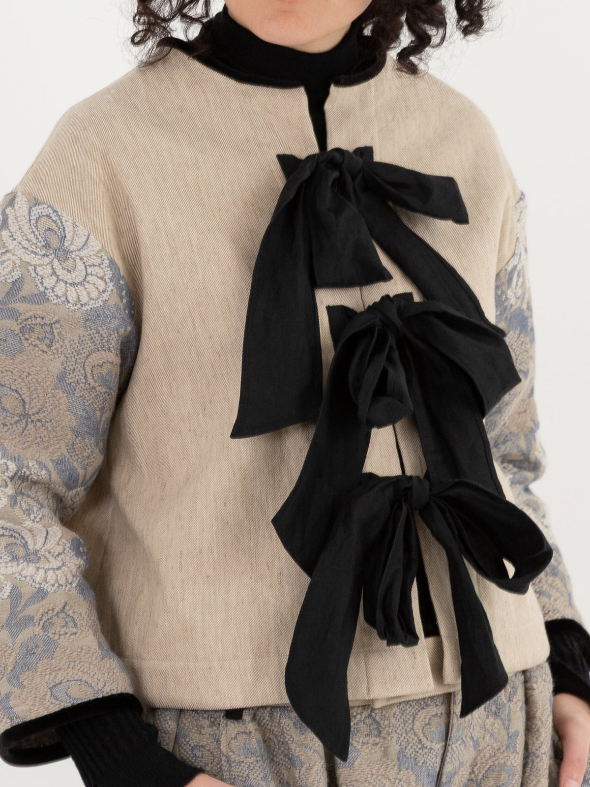 GASA Ribbon Jacket in Beige Flower - GASA at Worthwhile - shop JACKET