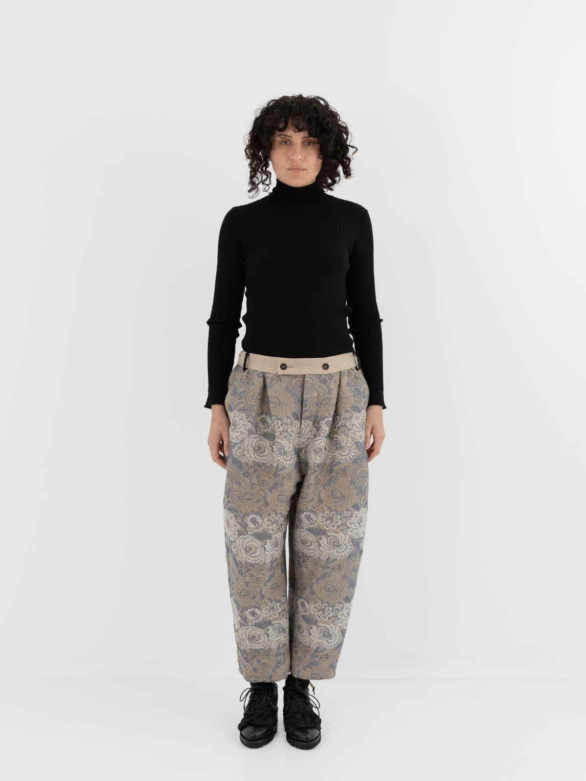 GASA Tucked Pants in Beige Flower - GASA at Worthwhile - shop PANT