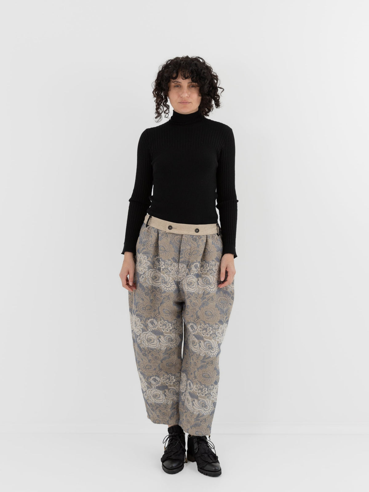 GASA Tucked Pants in Beige Flower - GASA at Worthwhile - shop PANT