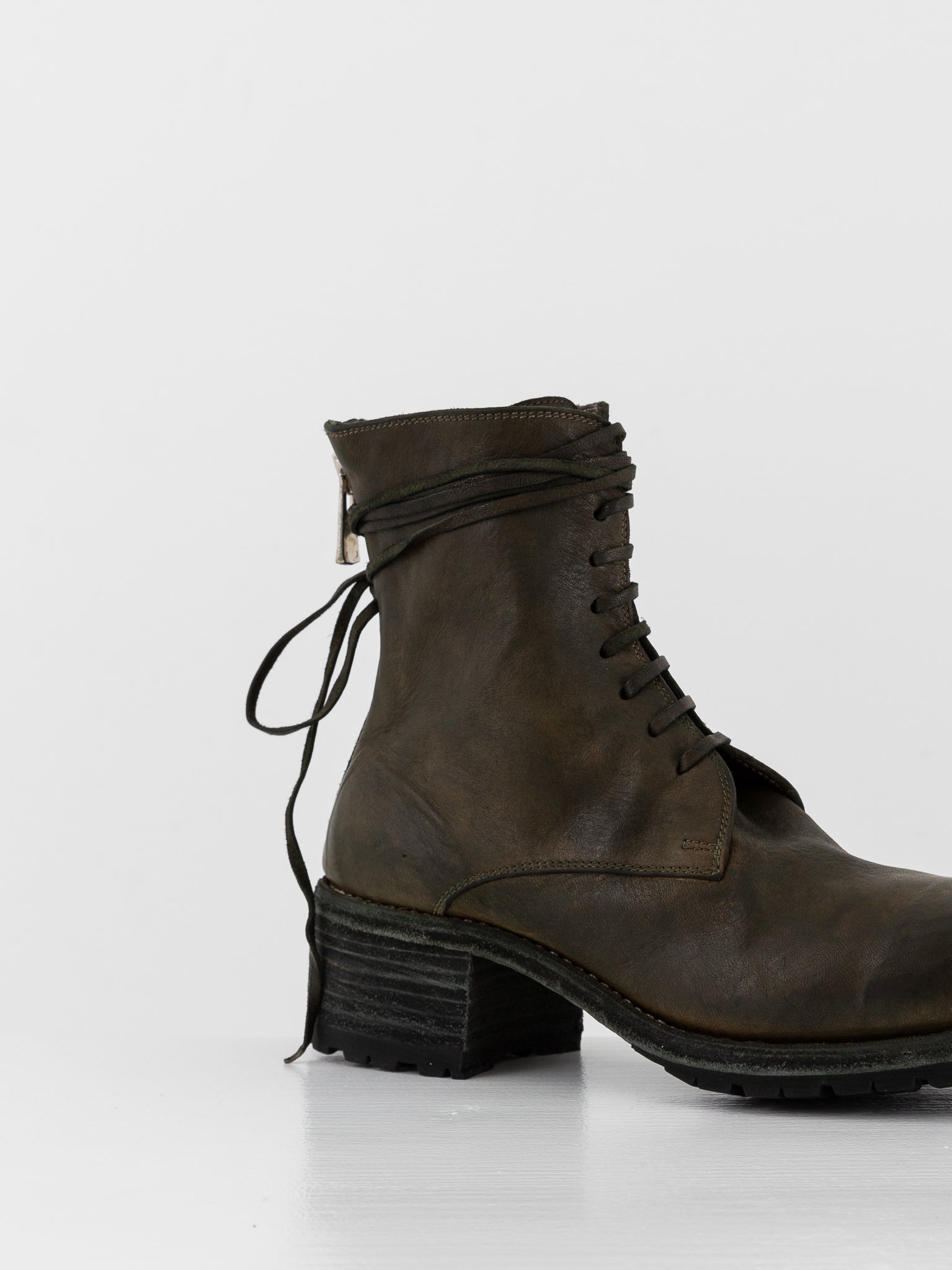 Guidi Front Tie/Back Zip Boot NB07V in Army Green - GUIDI at Worthwhile - shop BOOT