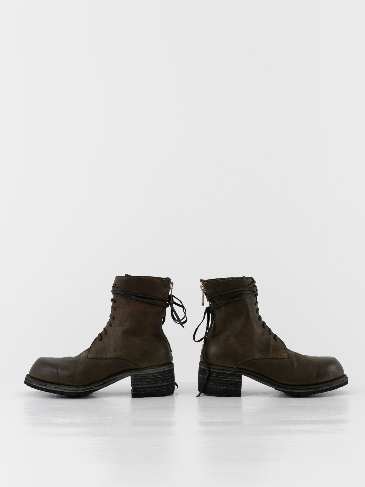 Guidi Front Tie/Back Zip Boot NB07V in Army Green - GUIDI at Worthwhile - shop BOOT