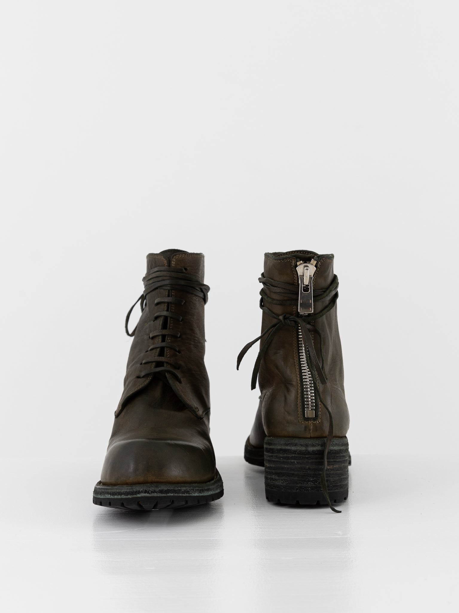 Guidi Front Tie/Back Zip Boot NB07V in Army Green - GUIDI at Worthwhile - shop BOOT