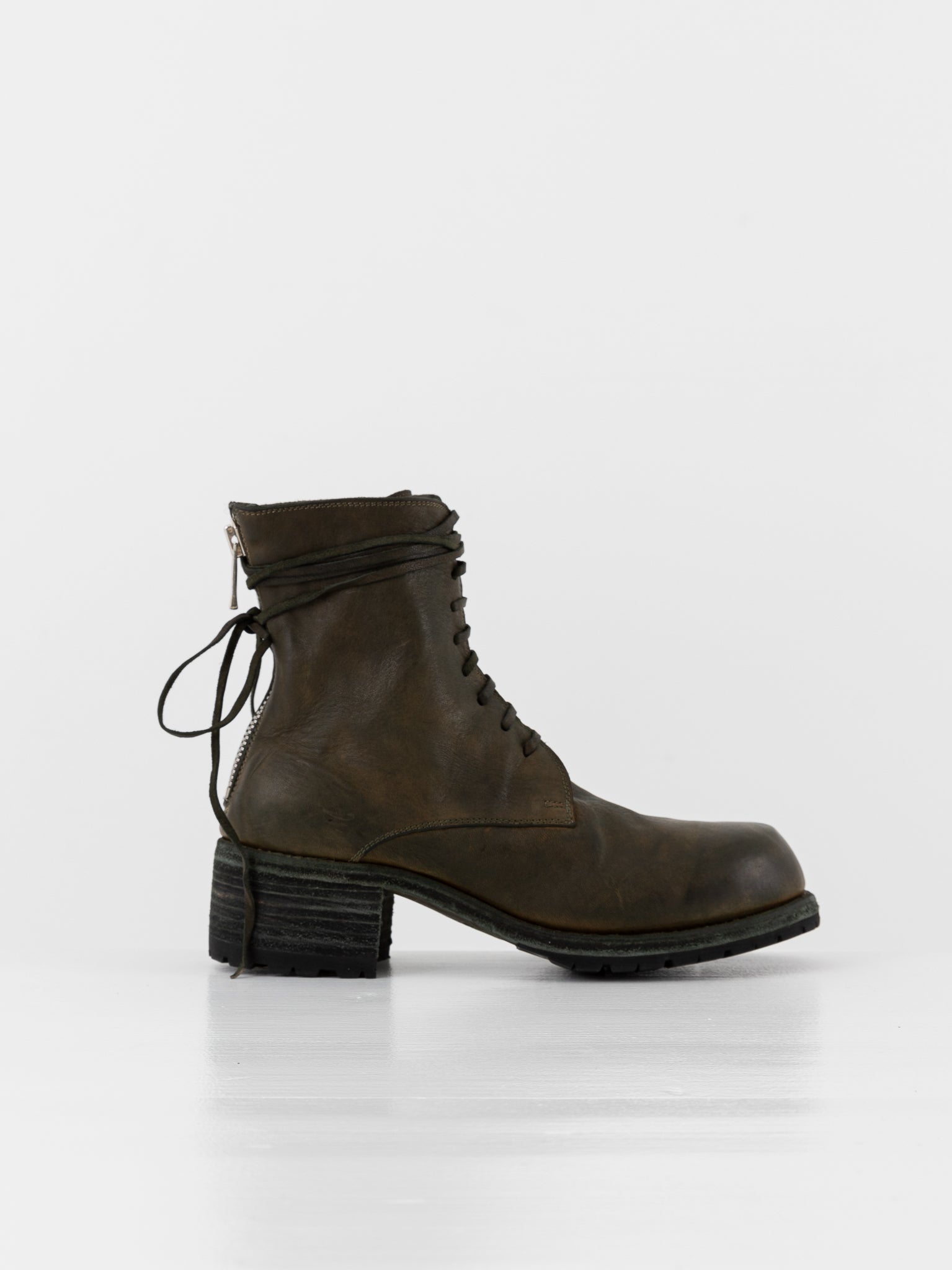 Guidi Front Tie/Back Zip Boot NB07V in Army Green - GUIDI at Worthwhile - shop BOOT
