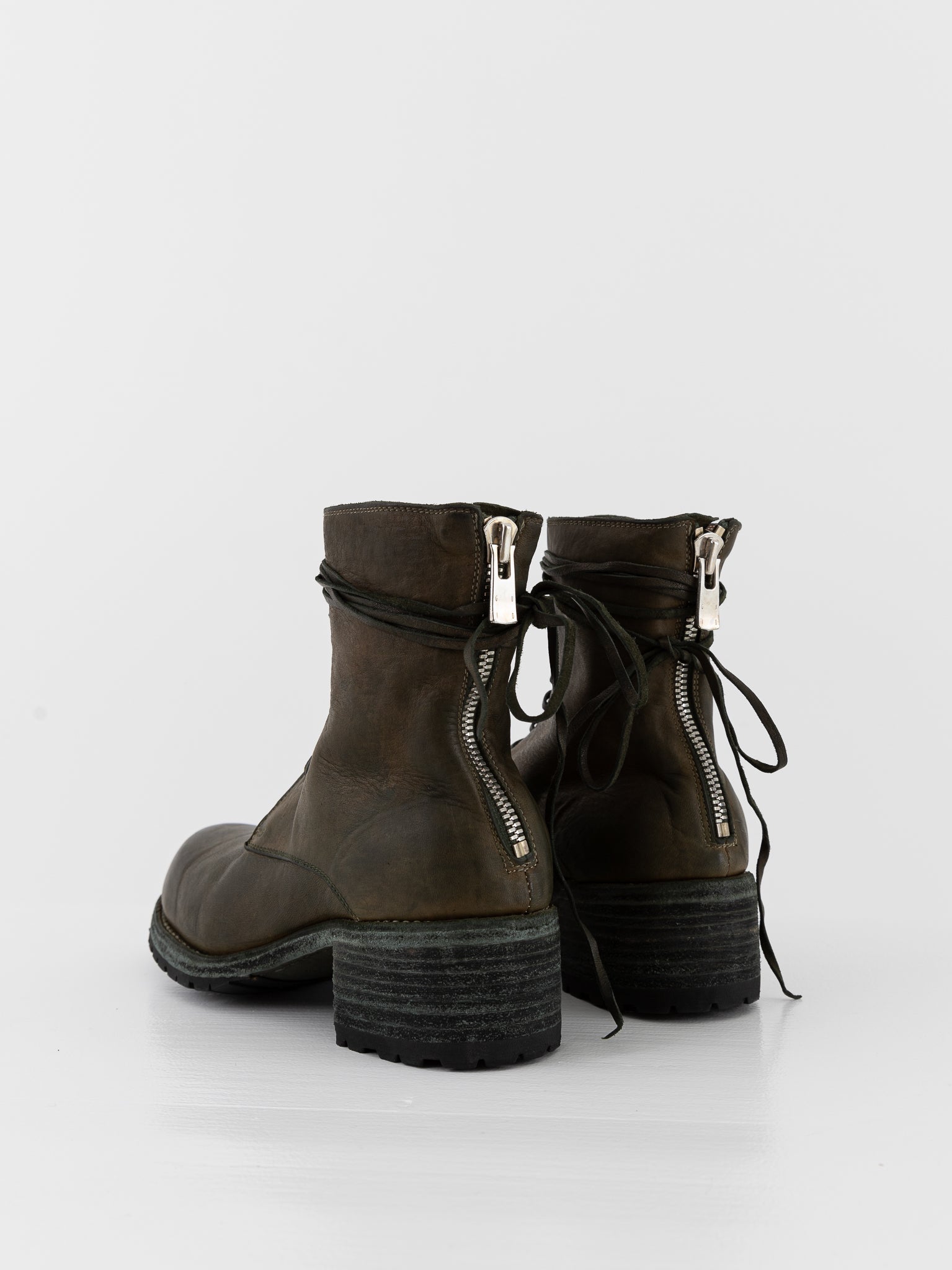 Guidi Front Tie/Back Zip Boot NB07V in Army Green - GUIDI at Worthwhile - shop BOOT