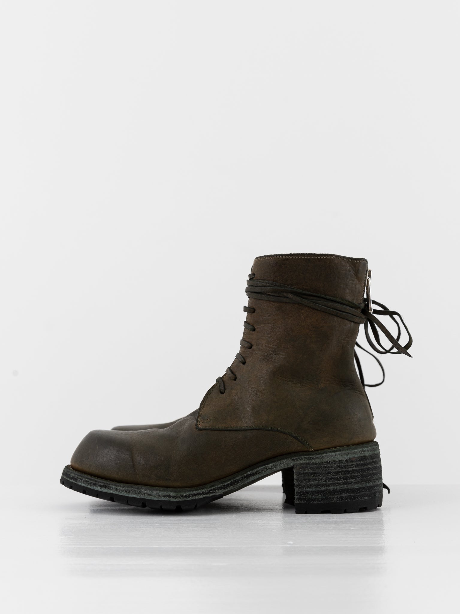 Guidi Front Tie/Back Zip Boot NB07V in Army Green - GUIDI at Worthwhile - shop BOOT