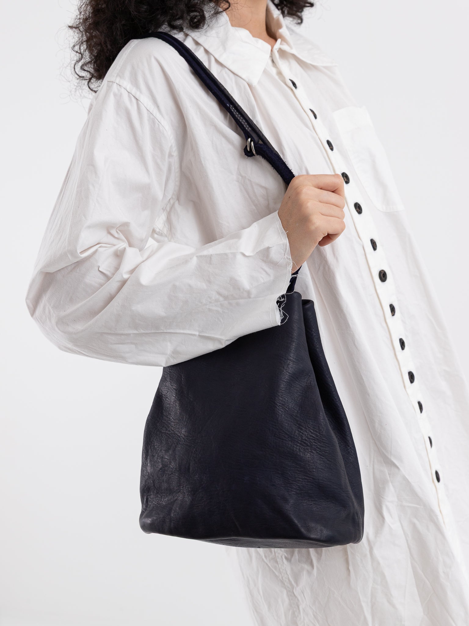 Guidi Small Bucket Bag BK3 in Navy - GUIDI at Worthwhile - shop BAG