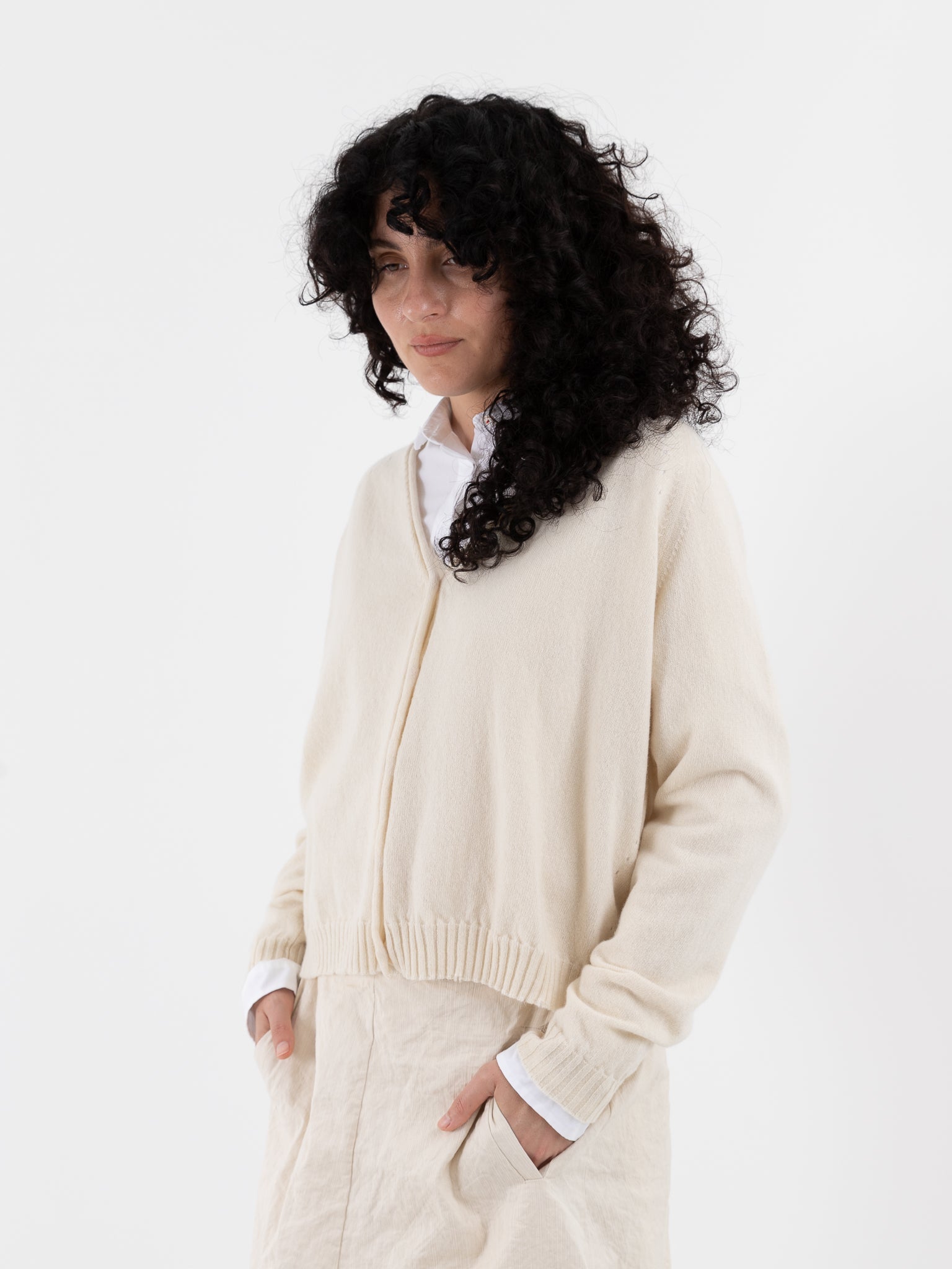Hannoh Wessel Cardigan Kamilla in Natural - HANNOH at Worthwhile - shop CARDIGAN