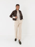 Hazel Brown Little Leather Jacket in Chocolate Brown - HAZEL BROWN at Worthwhile - shop JACKET