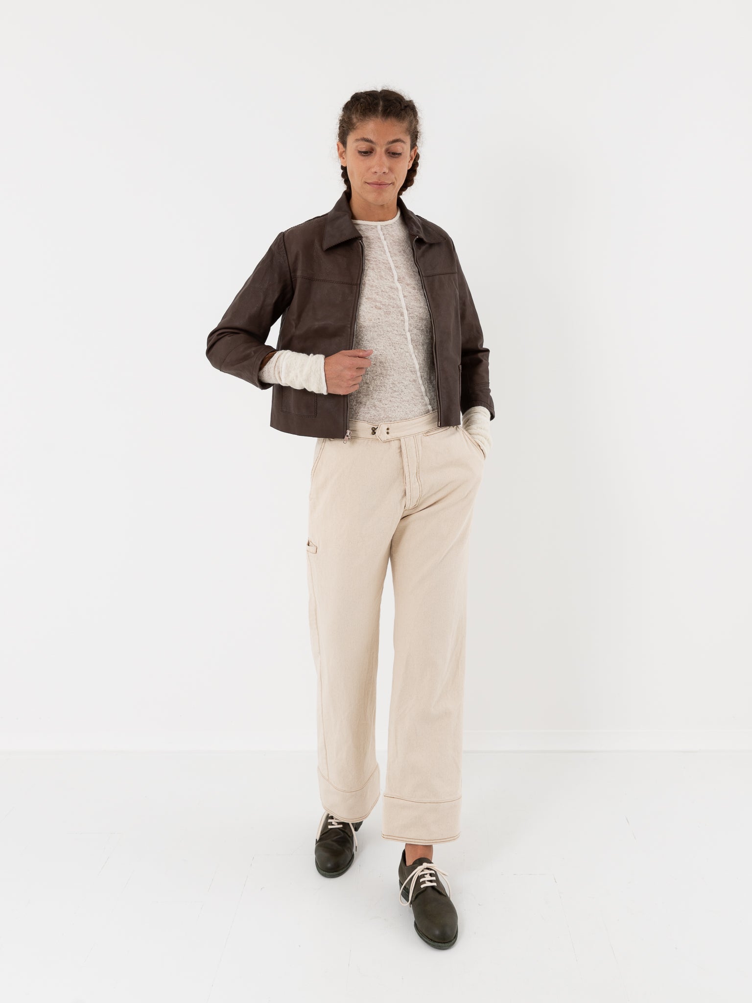 Hazel Brown Little Leather Jacket in Chocolate Brown - HAZEL BROWN at Worthwhile - shop JACKET