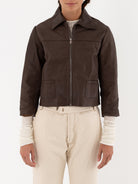 Hazel Brown Little Leather Jacket in Chocolate Brown - HAZEL BROWN at Worthwhile - shop JACKET