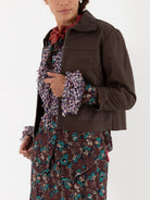 Hazel Brown Little Leather Jacket in Chocolate Brown - HAZEL BROWN at Worthwhile - shop JACKET