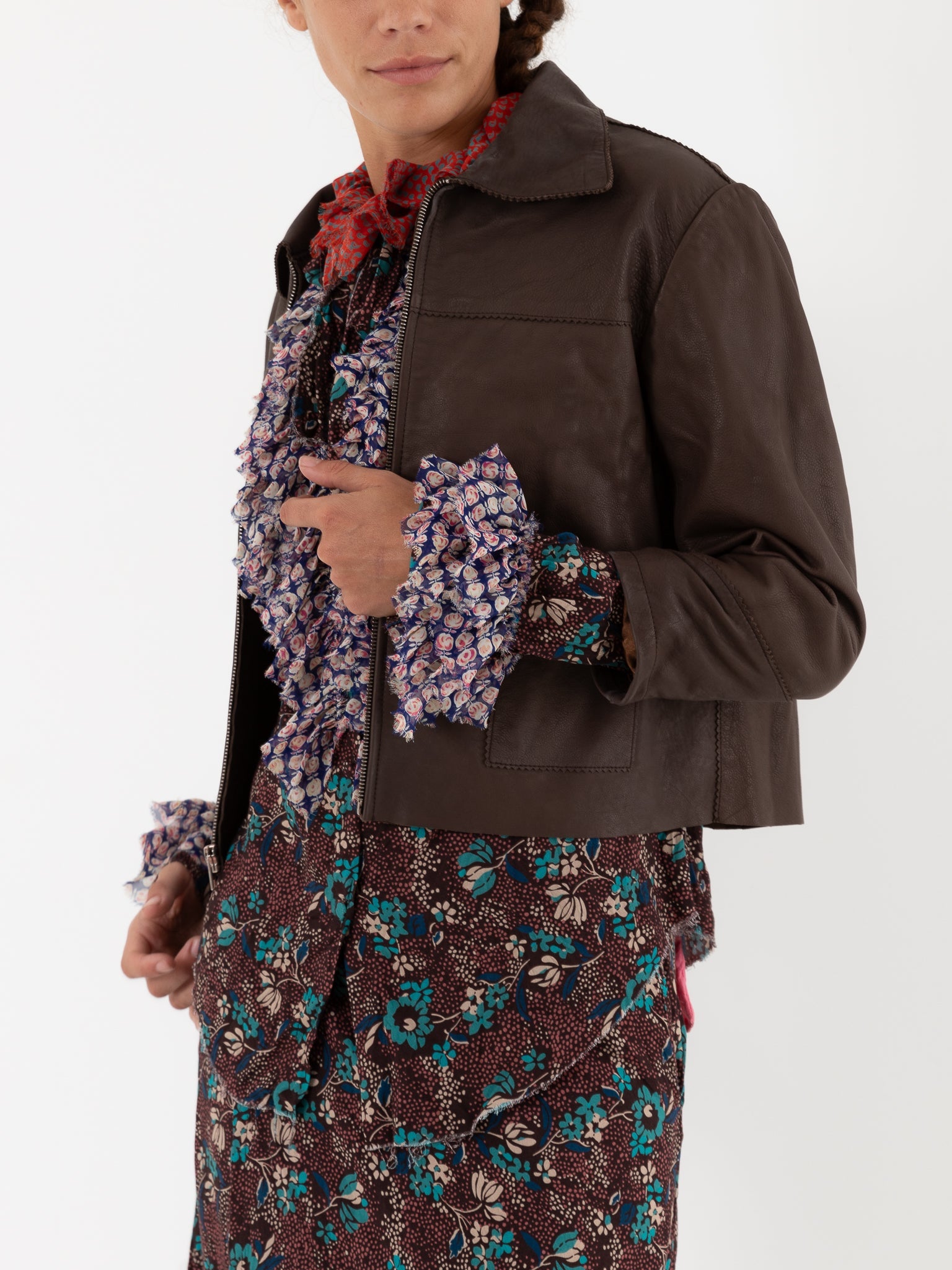 Hazel Brown Little Leather Jacket in Chocolate Brown - HAZEL BROWN at Worthwhile - shop JACKET