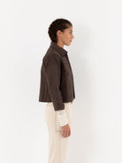 Hazel Brown Little Leather Jacket in Chocolate Brown - HAZEL BROWN at Worthwhile - shop JACKET