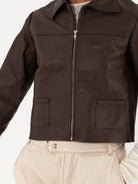 Hazel Brown Little Leather Jacket in Chocolate Brown - HAZEL BROWN at Worthwhile - shop JACKET