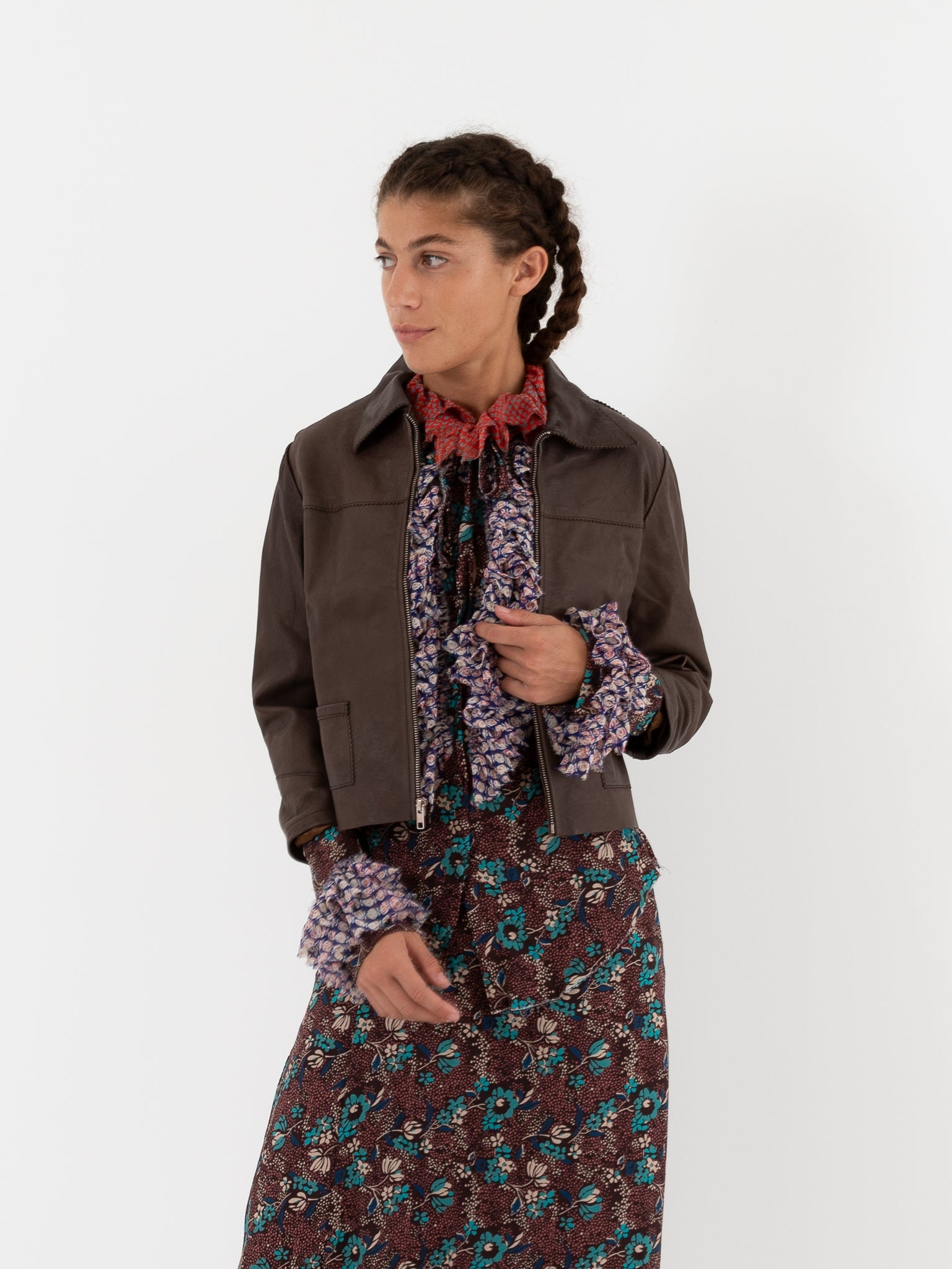 Hazel Brown Little Leather Jacket in Chocolate Brown - HAZEL BROWN at Worthwhile - shop JACKET