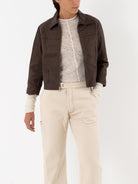Hazel Brown Little Leather Jacket in Chocolate Brown - HAZEL BROWN at Worthwhile - shop JACKET