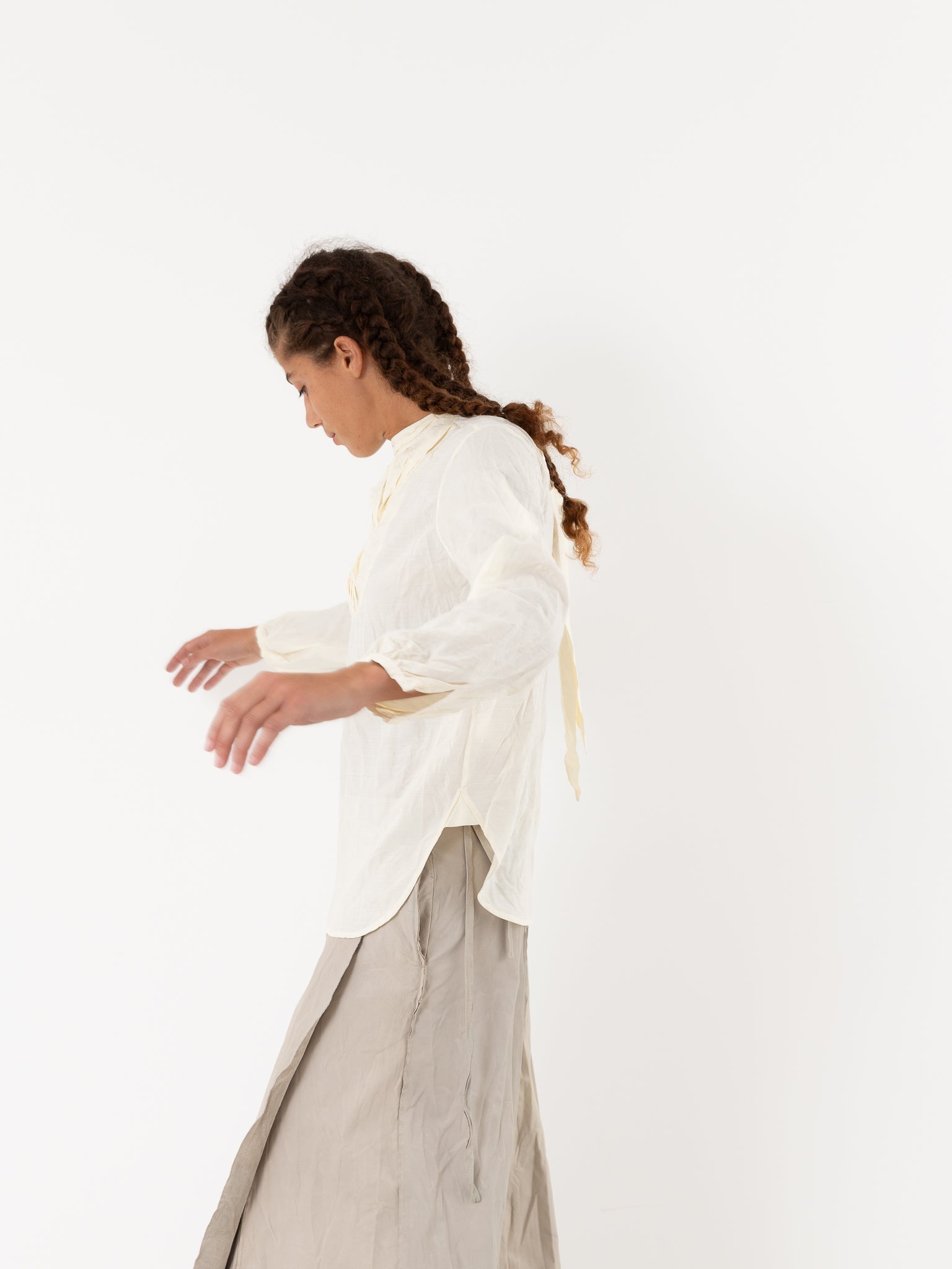 Hazel Brown Tattered Yoke Blouse in Ivory - HAZEL BROWN at Worthwhile - shop TOP
