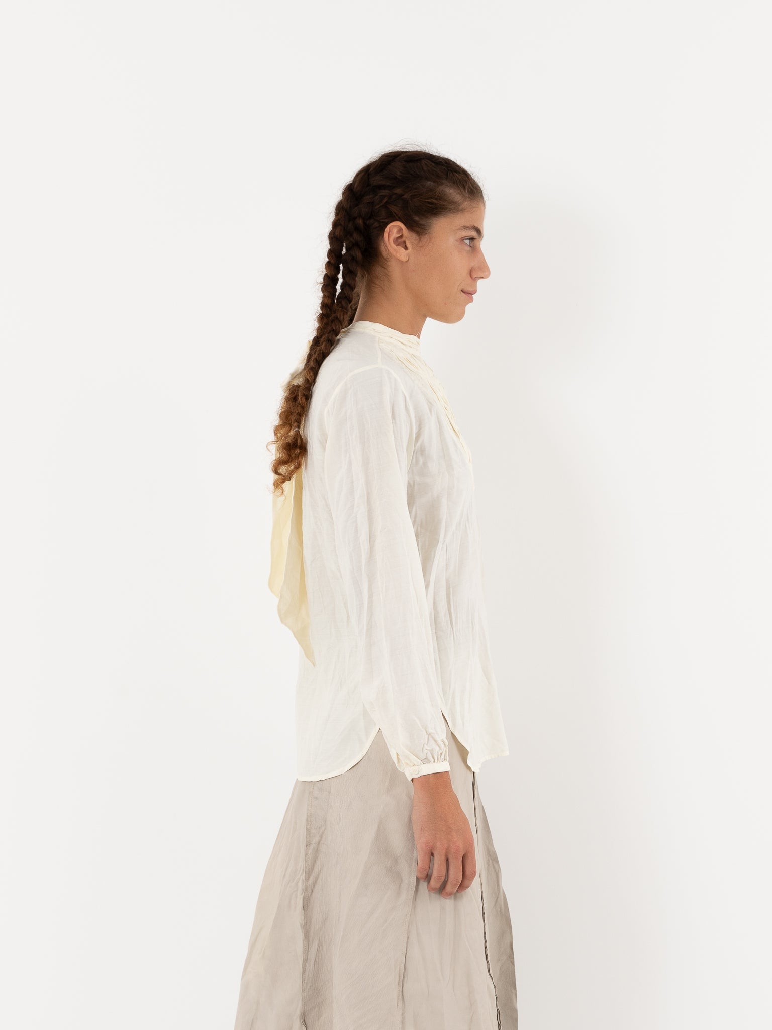 Hazel Brown Tattered Yoke Blouse in Ivory - HAZEL BROWN at Worthwhile - shop TOP