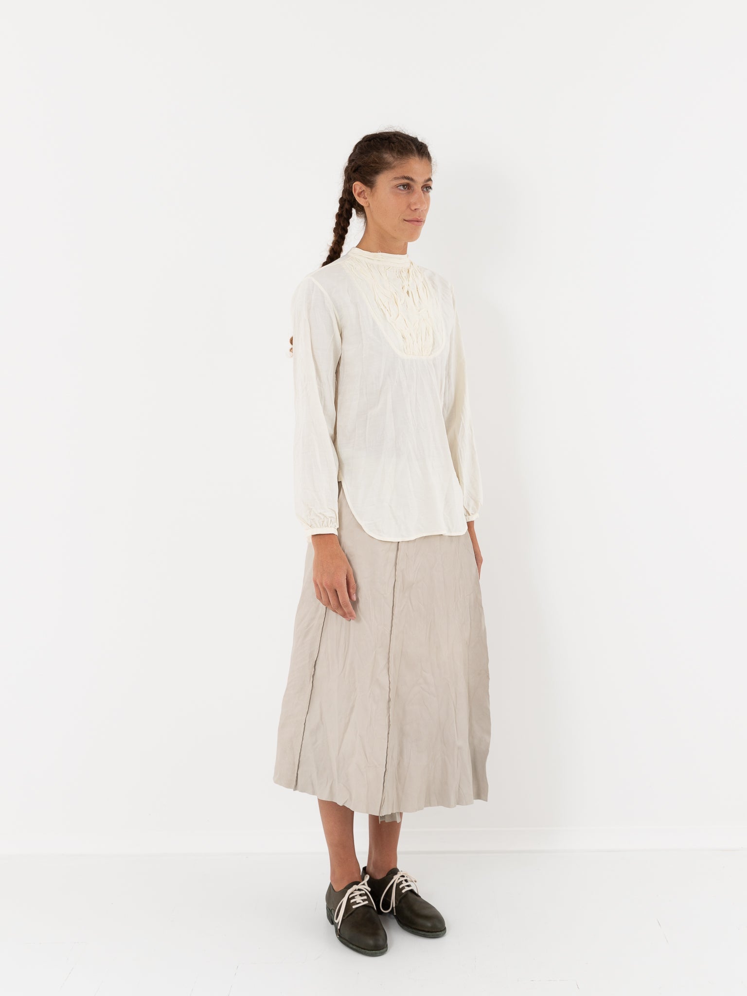 Hazel Brown Tattered Yoke Blouse in Ivory - HAZEL BROWN at Worthwhile - shop TOP