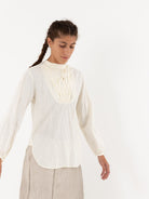 Hazel Brown Tattered Yoke Blouse in Ivory - HAZEL BROWN at Worthwhile - shop TOP