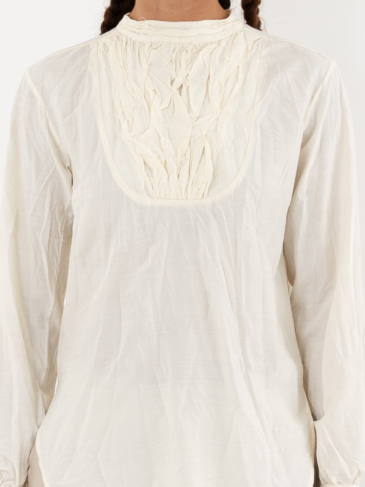 Hazel Brown Tattered Yoke Blouse in Ivory - HAZEL BROWN at Worthwhile - shop TOP