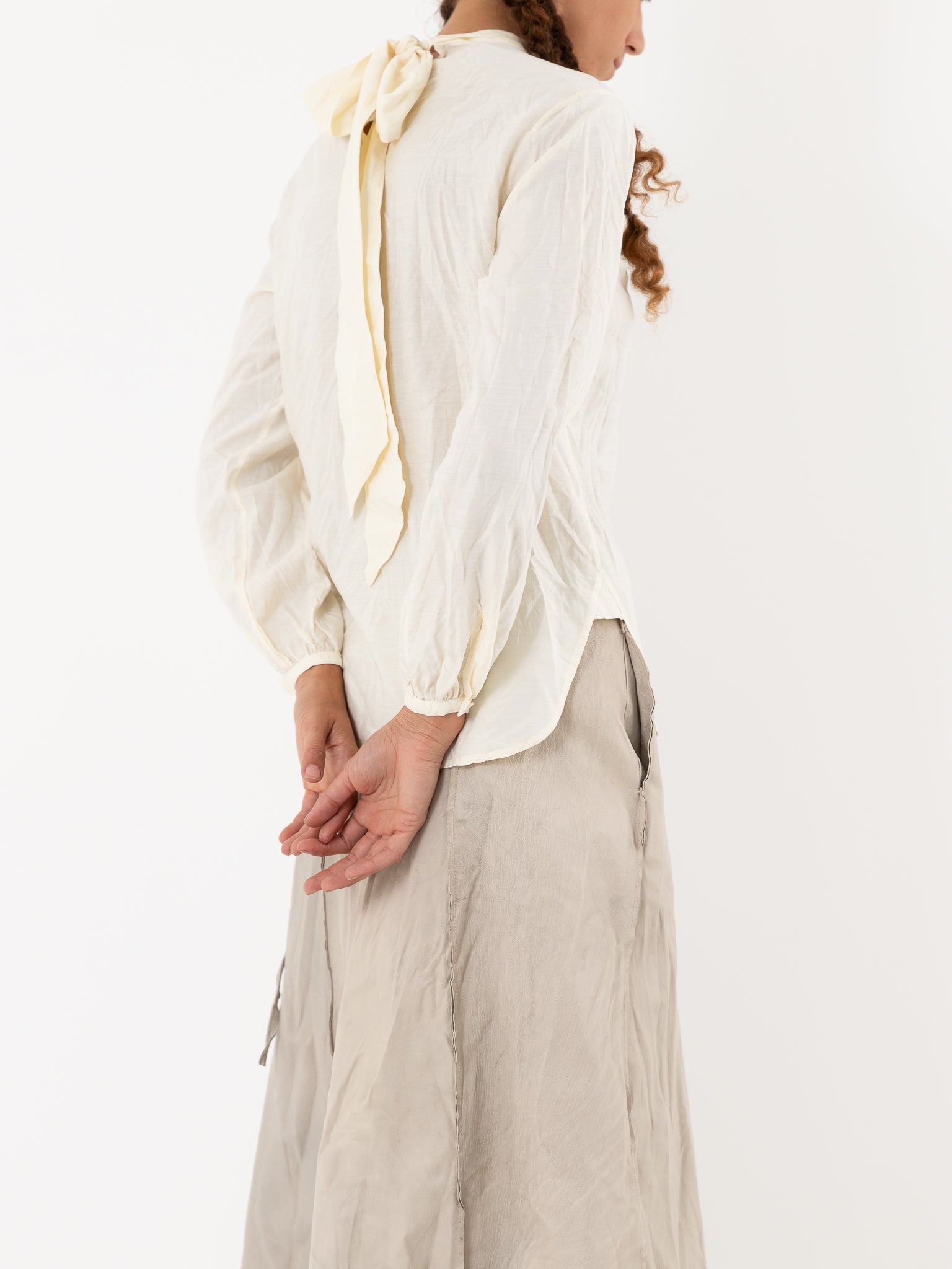 Hazel Brown Tattered Yoke Blouse in Ivory - HAZEL BROWN at Worthwhile - shop TOP