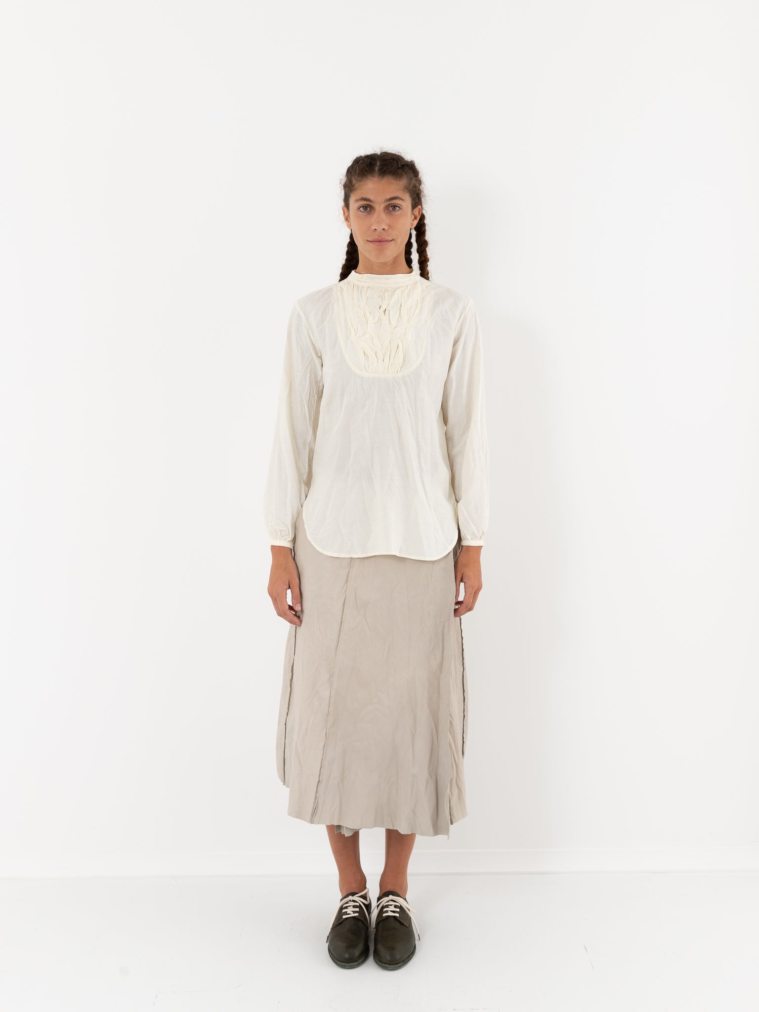 Hazel Brown Tattered Yoke Blouse in Ivory - HAZEL BROWN at Worthwhile - shop TOP