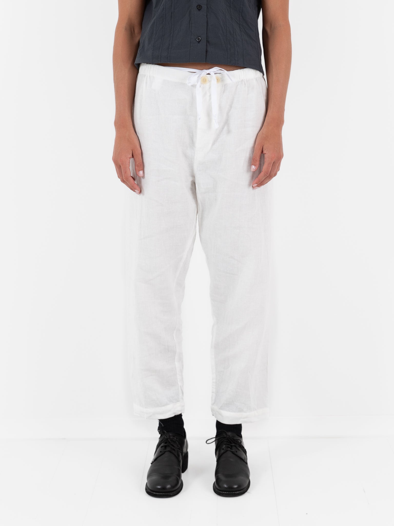 Hazel Brown Linen Trousers in Ivory - HAZEL BROWN at Worthwhile - shop PANT