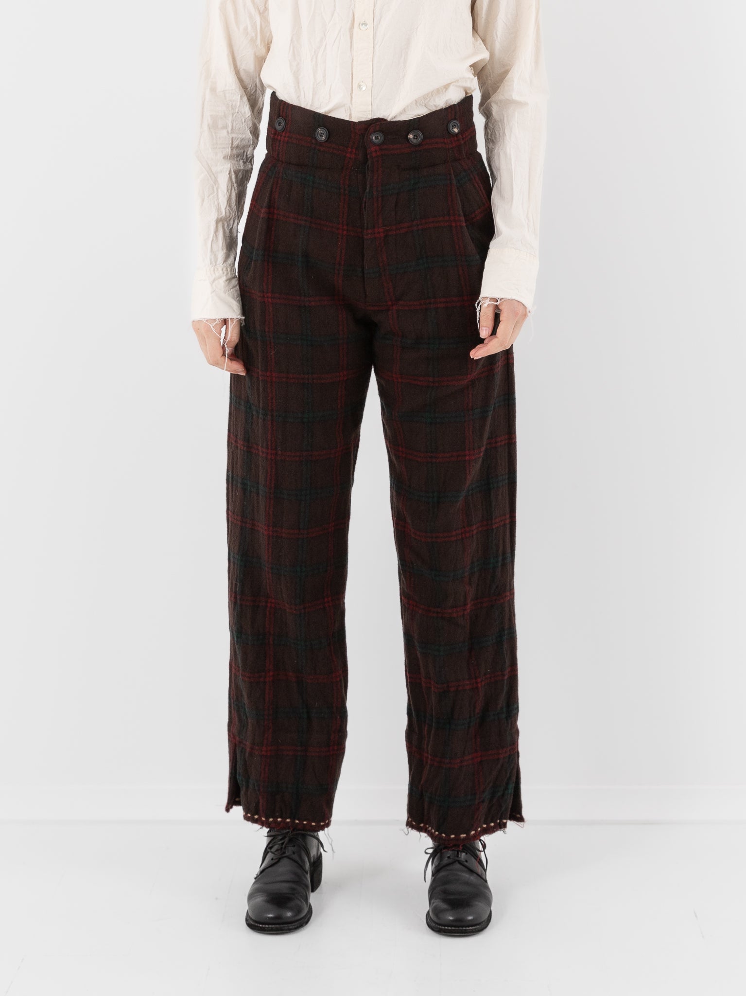 John Alexander Skelton Jardiniere Trouser in Brown/Red/Green Check - JOHN ALEXANDER SKELTON at Worthwhile - shop PANT