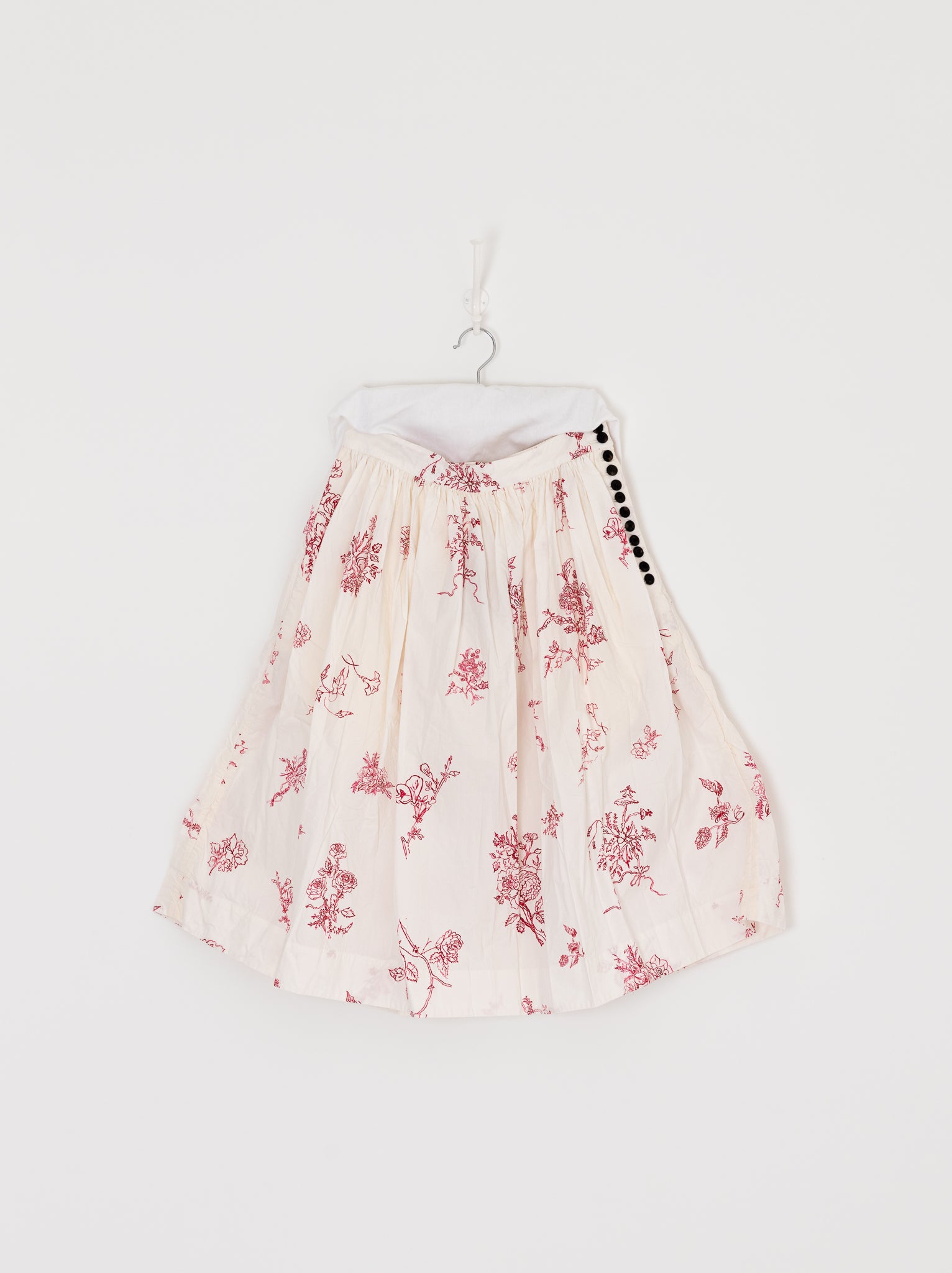 John Alexander Skelton Gather Skirt in White/Red - JOHN ALEXANDER SKELTON at Worthwhile - shop SKIRT