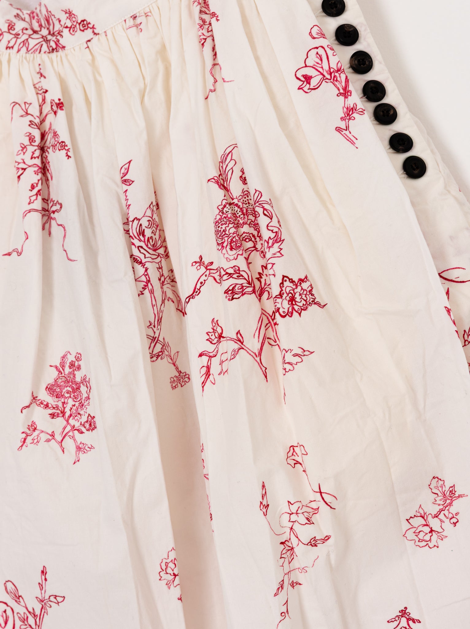 John Alexander Skelton Gather Skirt in White/Red - JOHN ALEXANDER SKELTON at Worthwhile - shop SKIRT