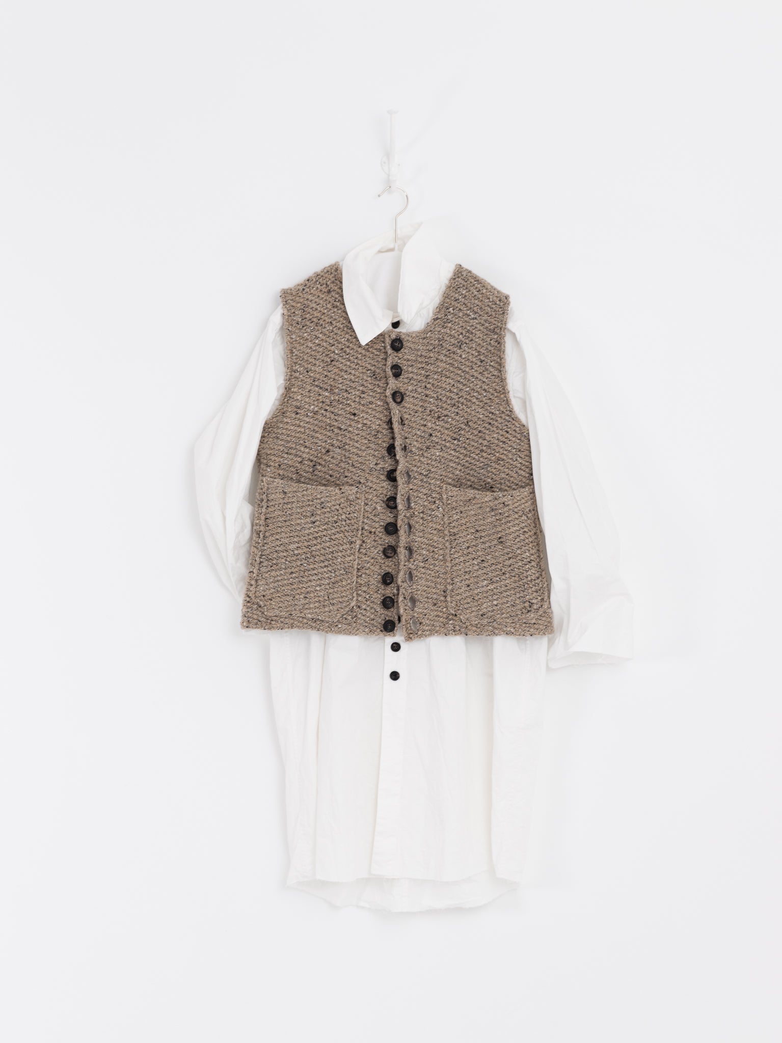 John Alexander Skelton Round Neck Waistcoat in Oatmeal - JOHN ALEXANDER SKELTON at Worthwhile - shop VEST