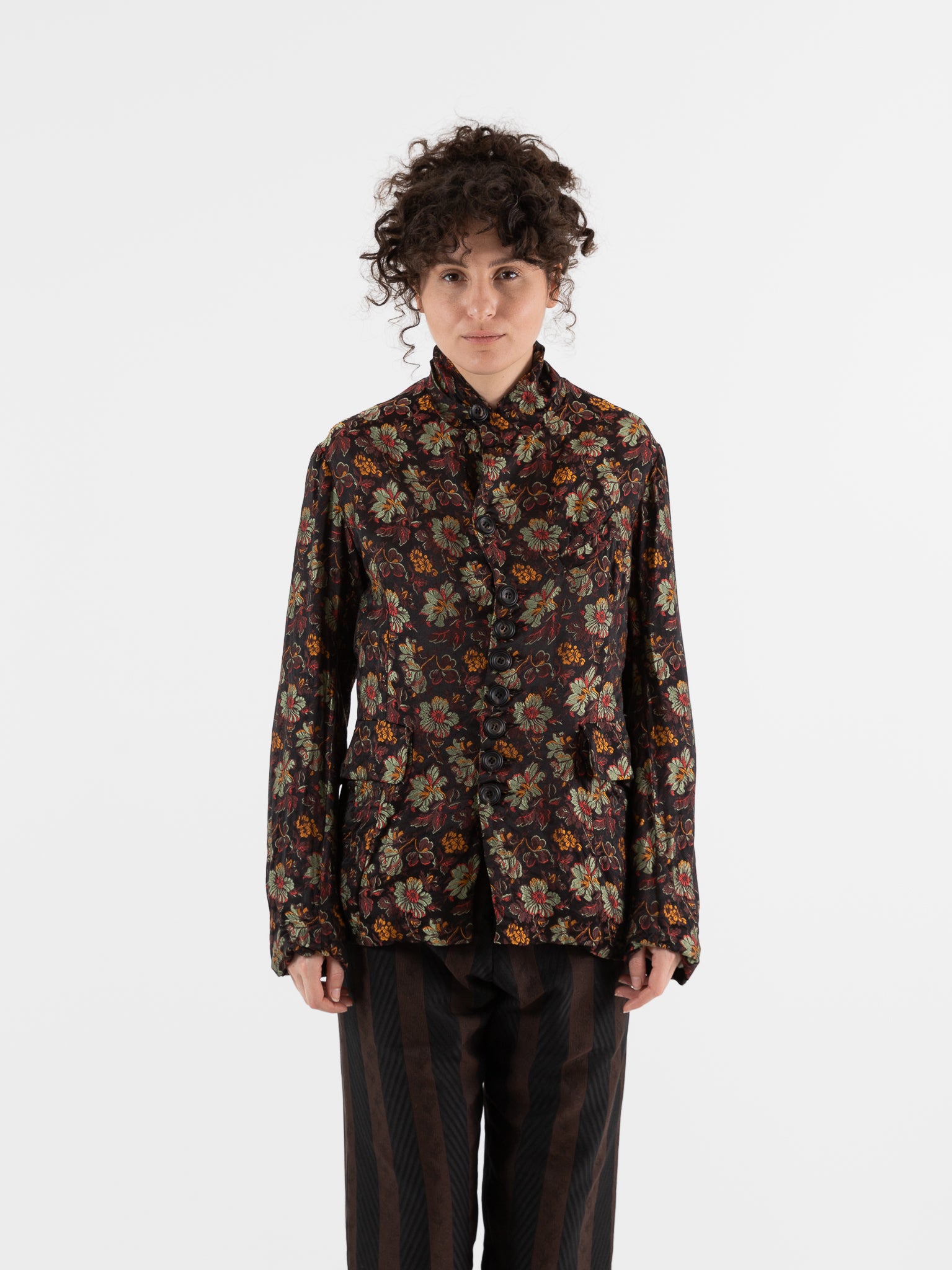 John Alexander Skelton Horace Jacket in Black & Floral Silk - JOHN ALEXANDER SKELTON at Worthwhile - shop JACKET