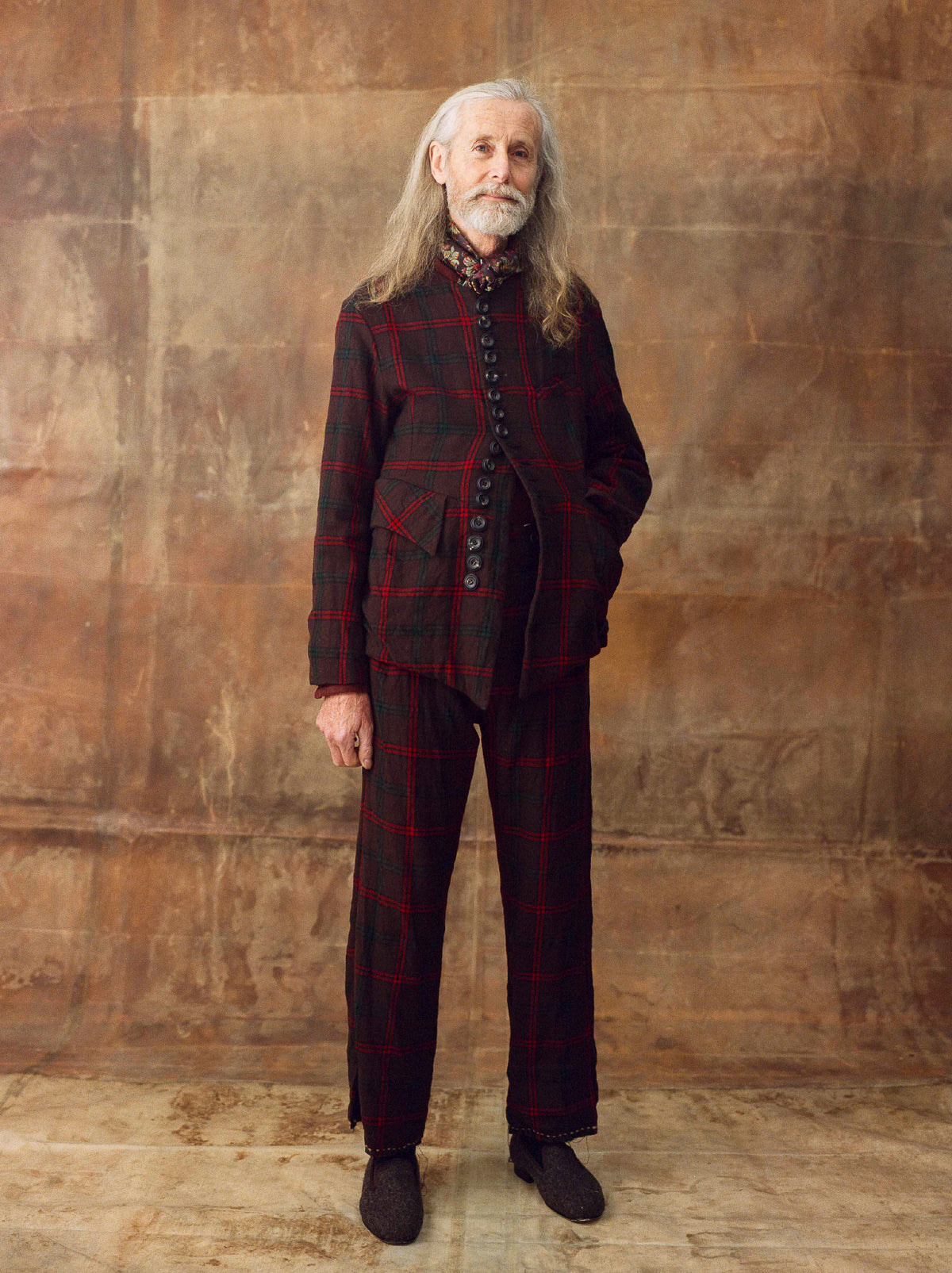 John Alexander Skelton Jardiniere Trouser in Brown/Red/Green Check - JOHN ALEXANDER SKELTON at Worthwhile - shop PANT