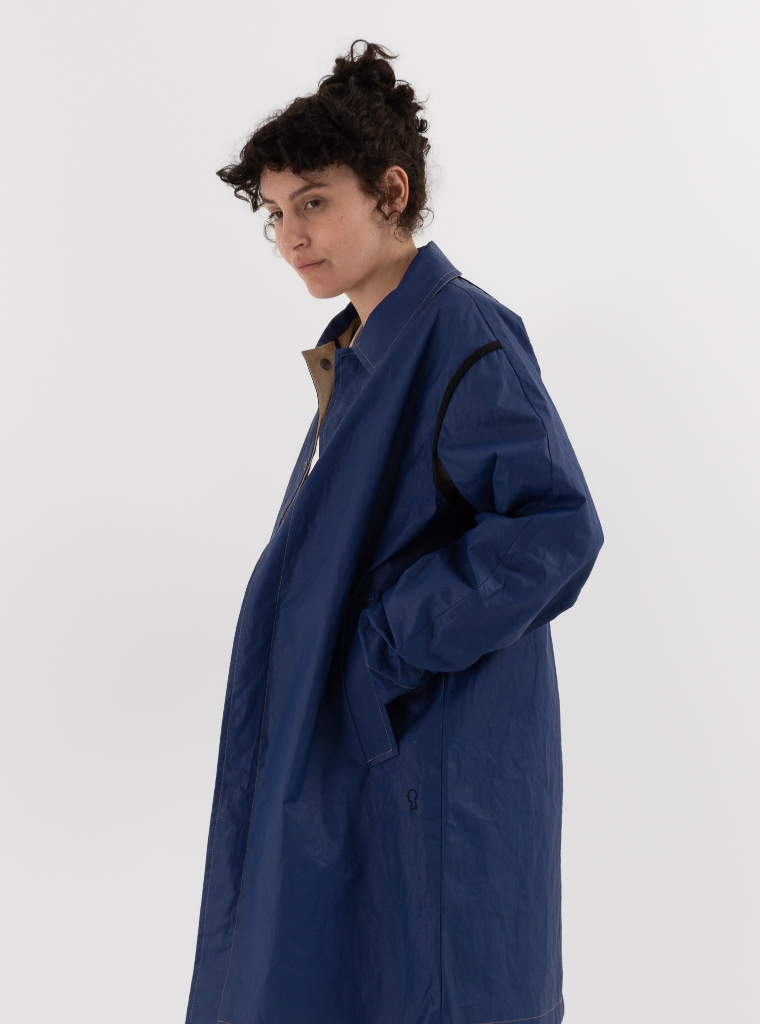 Konrad Joseph Reversible Coated Linen Coat in Natural & Delft - KONRAD at Worthwhile - shop COAT
