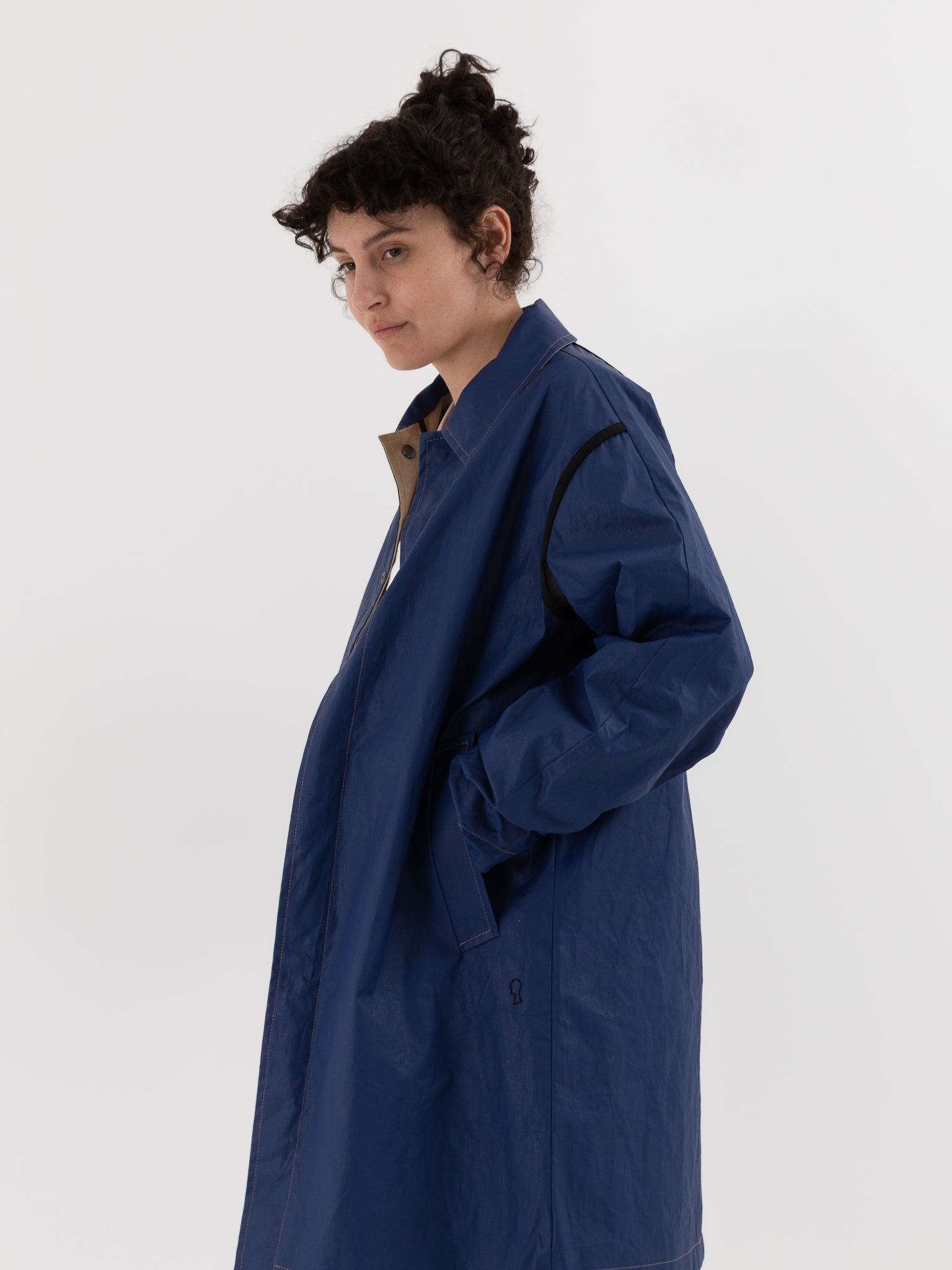 Konrad Joseph Reversible Coated Linen Coat in Natural & Delft - KONRAD at Worthwhile - shop COAT