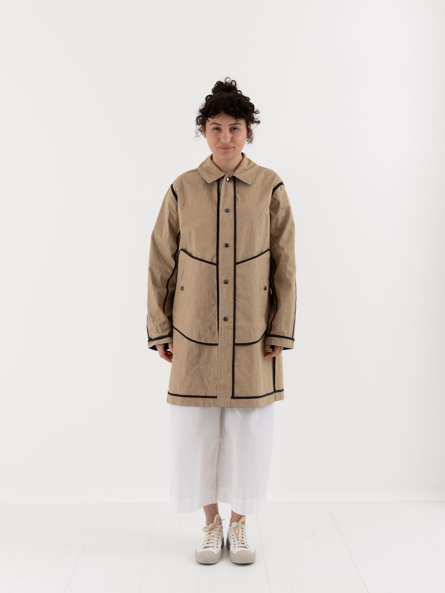 Konrad Joseph Reversible Coated Linen Coat in Natural & Delft - KONRAD at Worthwhile - shop COAT
