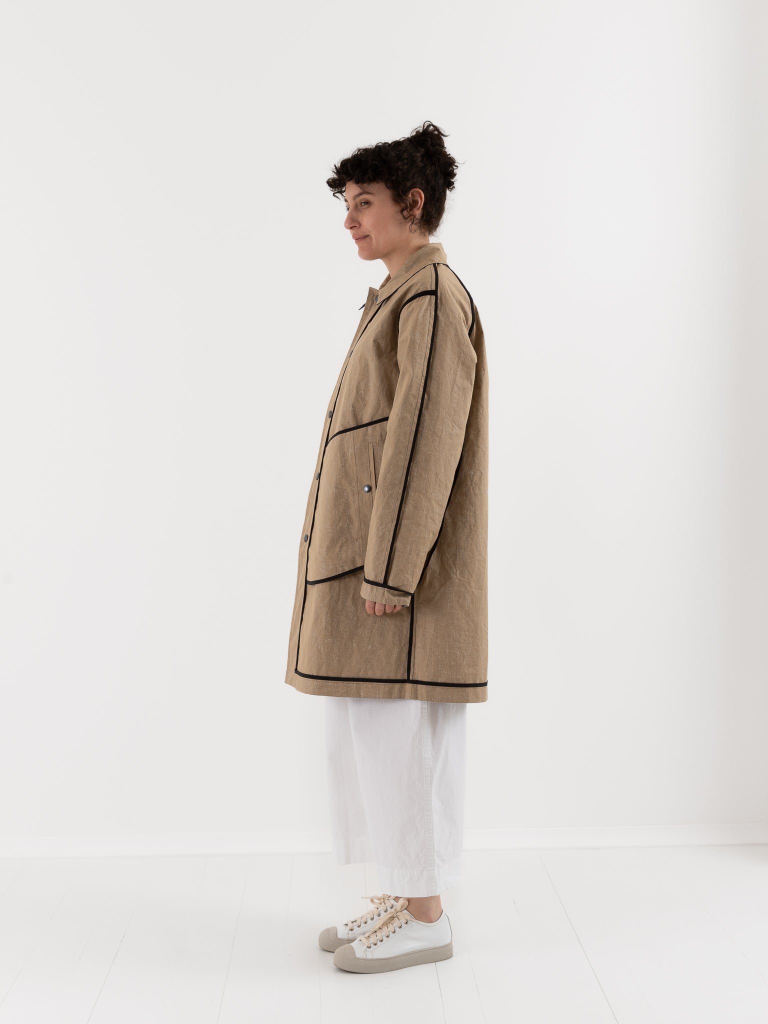 Konrad Joseph Reversible Coated Linen Coat in Natural & Delft - KONRAD at Worthwhile - shop COAT