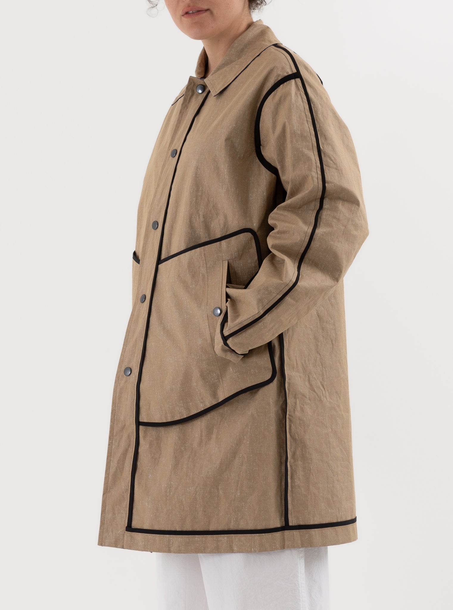 Konrad Joseph Reversible Coated Linen Coat in Natural & Delft - KONRAD at Worthwhile - shop COAT