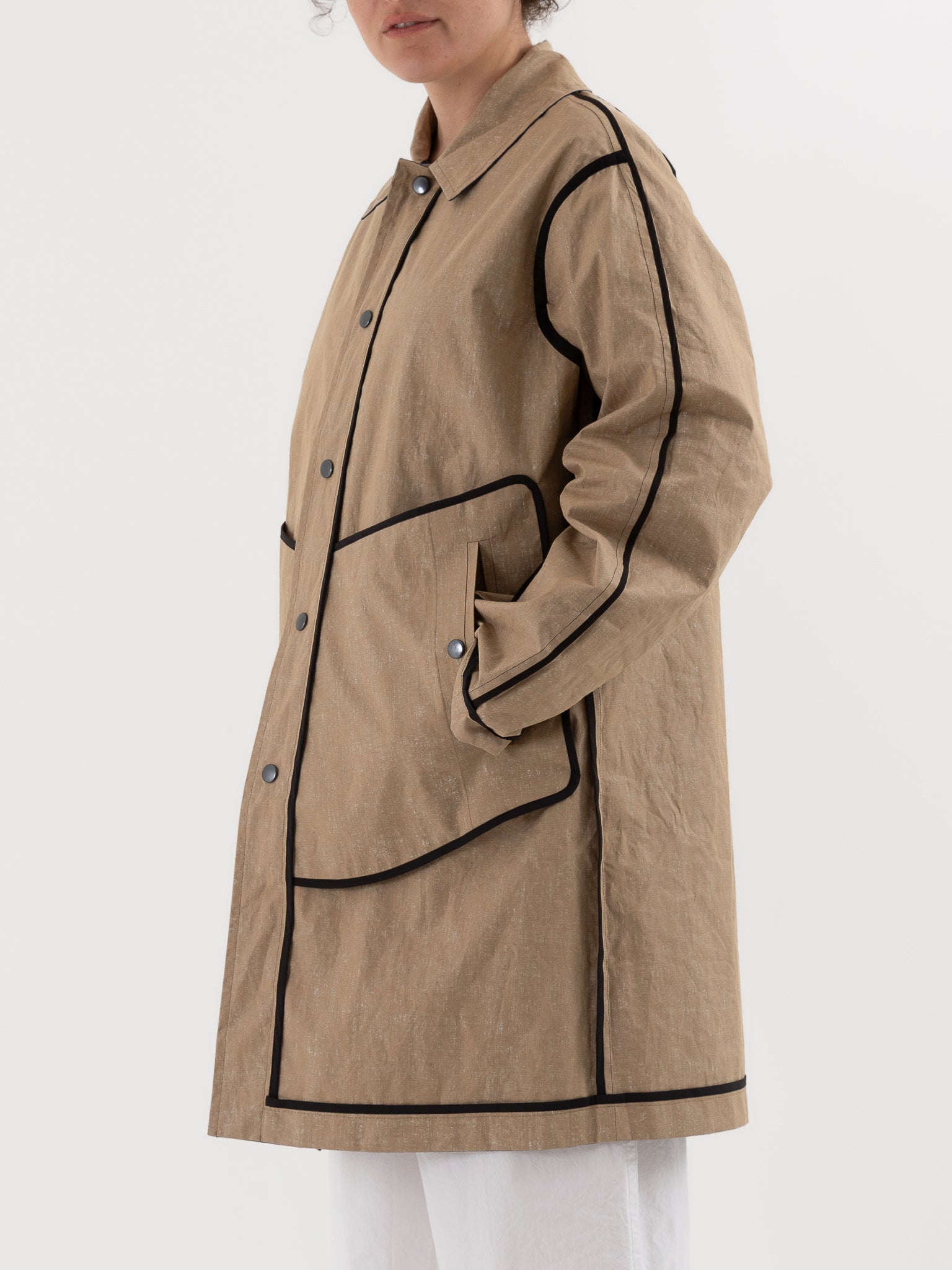 Konrad Joseph Reversible Coated Linen Coat in Natural & Delft - KONRAD at Worthwhile - shop COAT