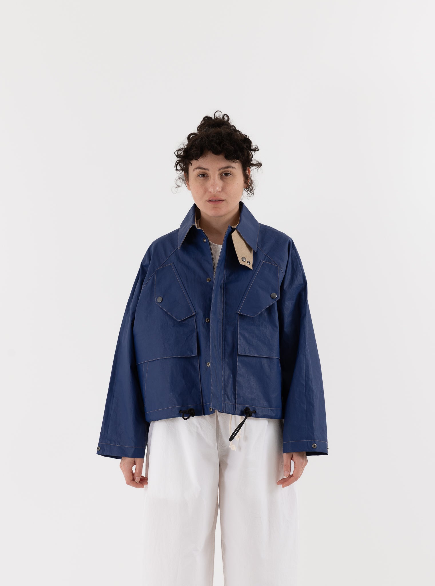 Konrad Florian Reversible Coated Linen Jacket in Natural & Delft - KONRAD at Worthwhile - shop COAT