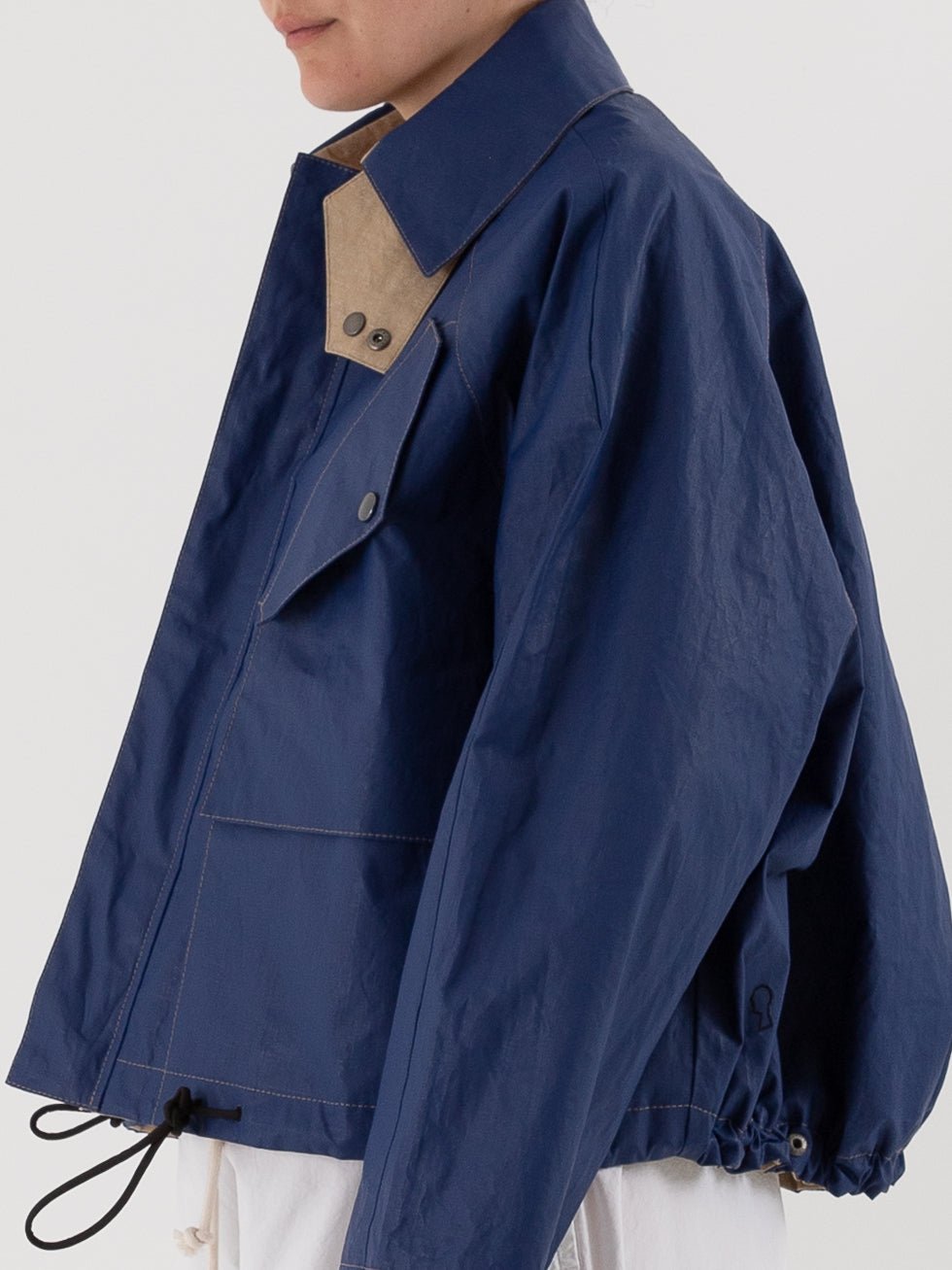 Konrad Florian Reversible Coated Linen Jacket in Natural & Delft - KONRAD at Worthwhile - shop COAT