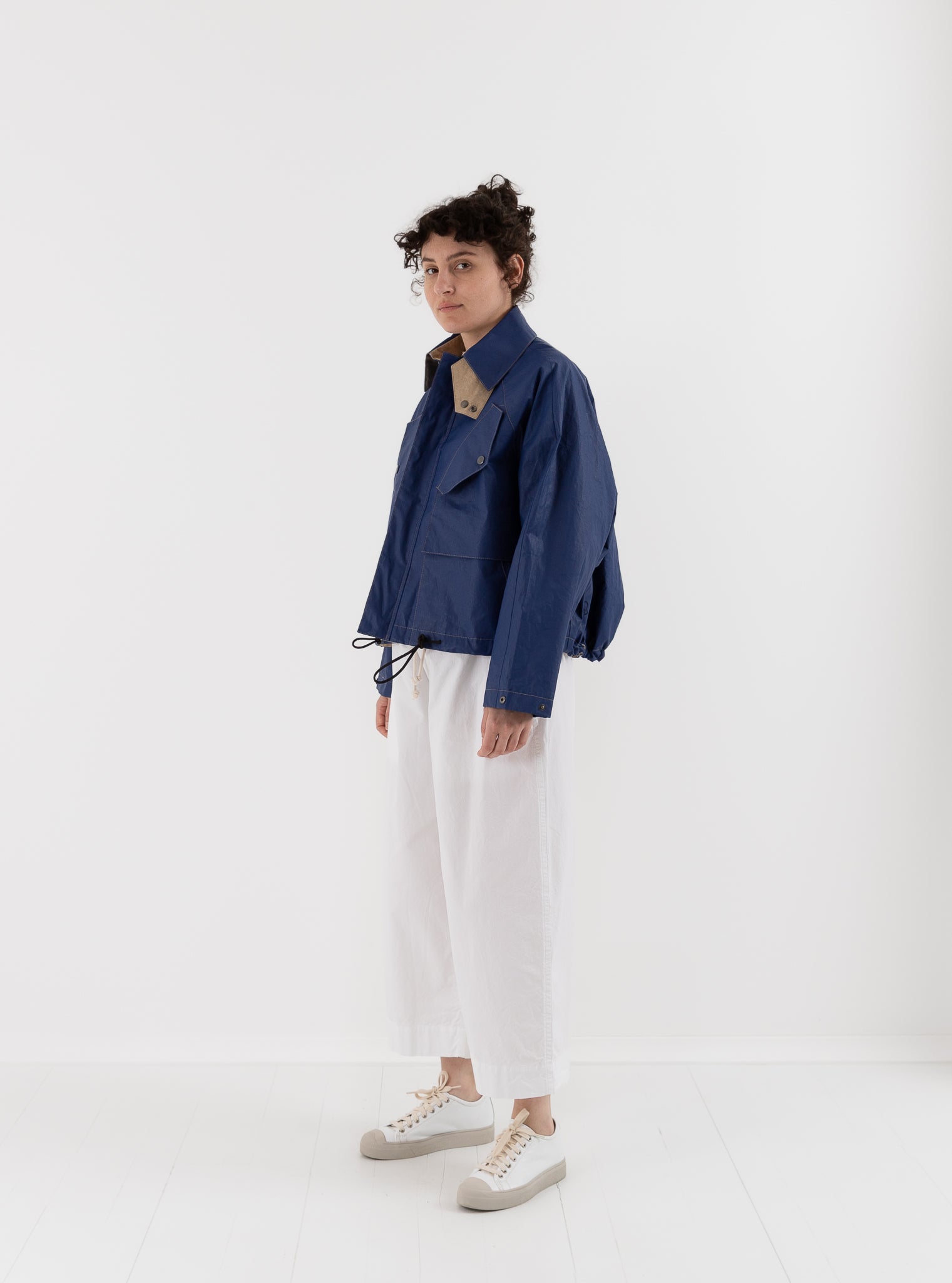 Konrad Florian Reversible Coated Linen Jacket in Natural & Delft - KONRAD at Worthwhile - shop COAT