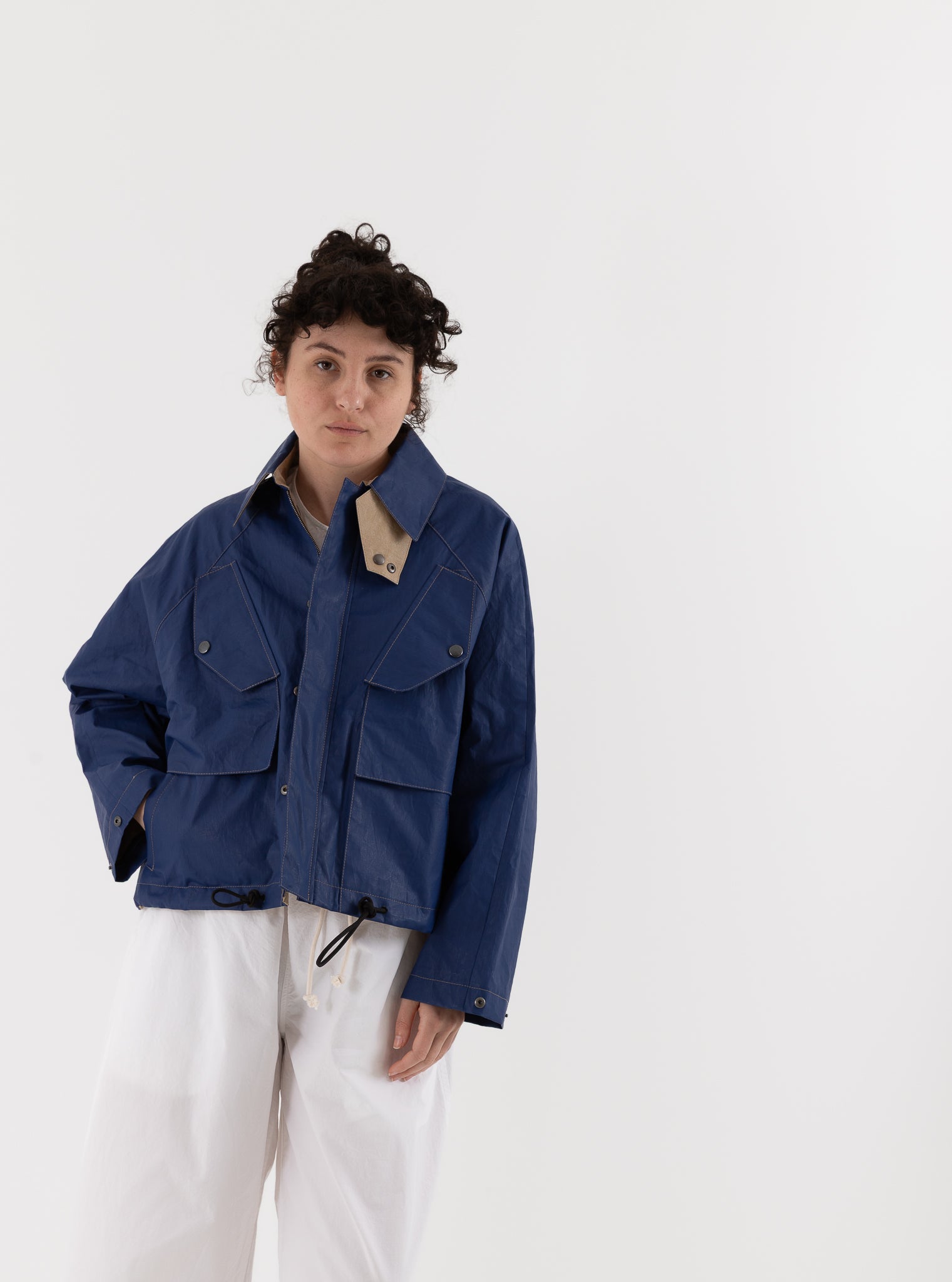 Konrad Florian Reversible Coated Linen Jacket in Natural & Delft - KONRAD at Worthwhile - shop COAT