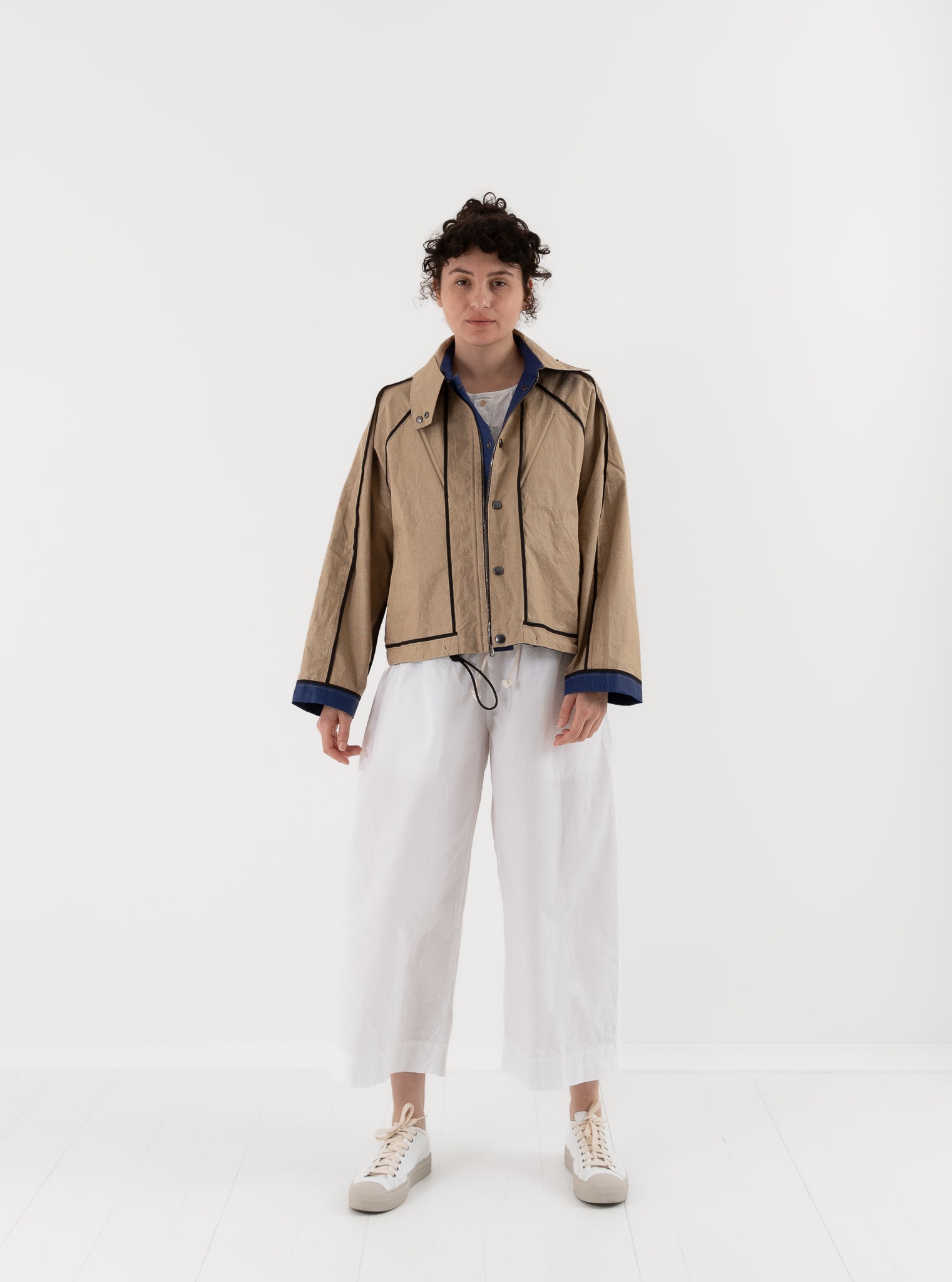 Konrad Florian Reversible Coated Linen Jacket in Natural & Delft - KONRAD at Worthwhile - shop COAT