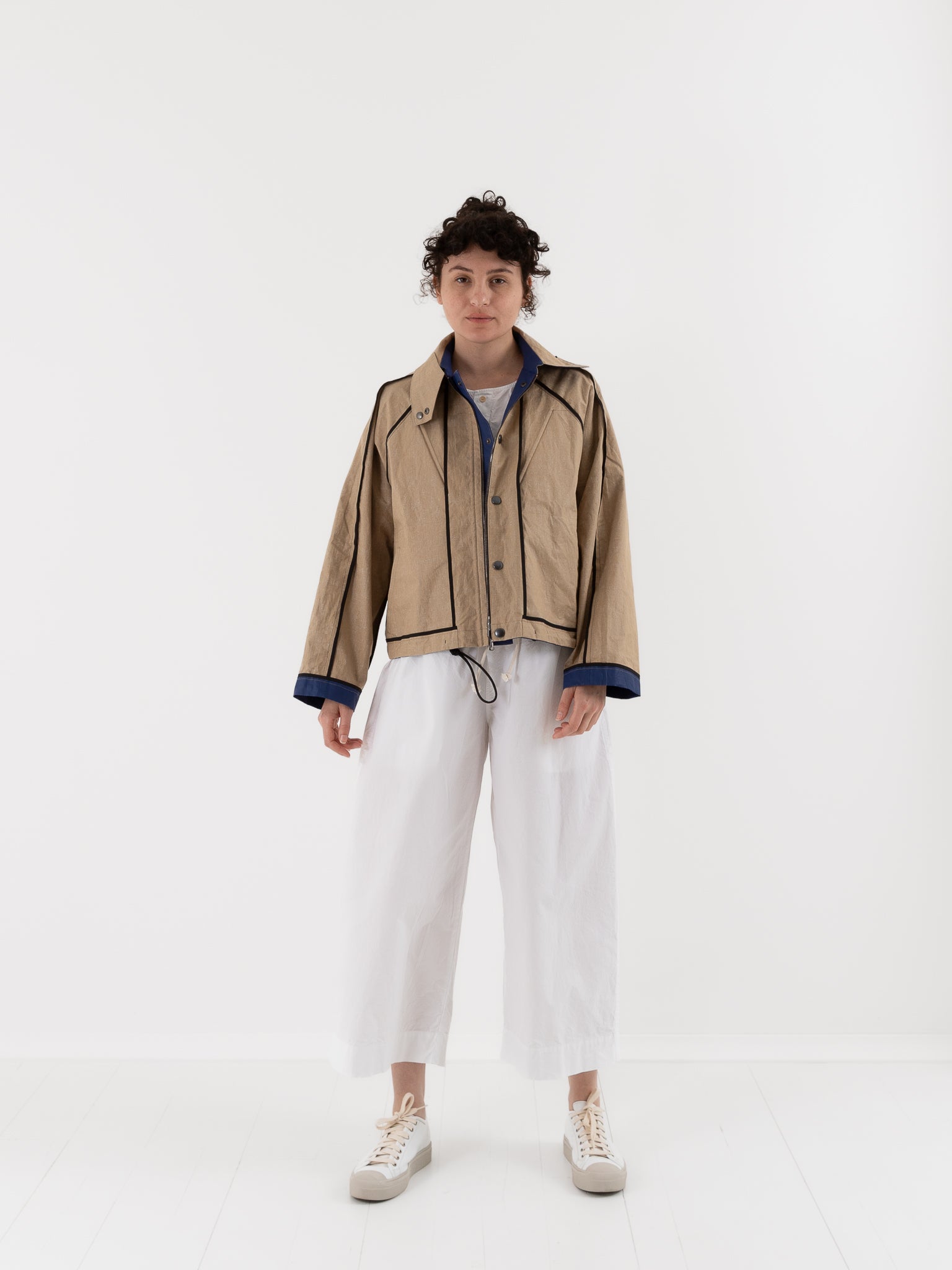 Konrad Florian Reversible Coated Linen Jacket in Natural & Delft - KONRAD at Worthwhile - shop COAT